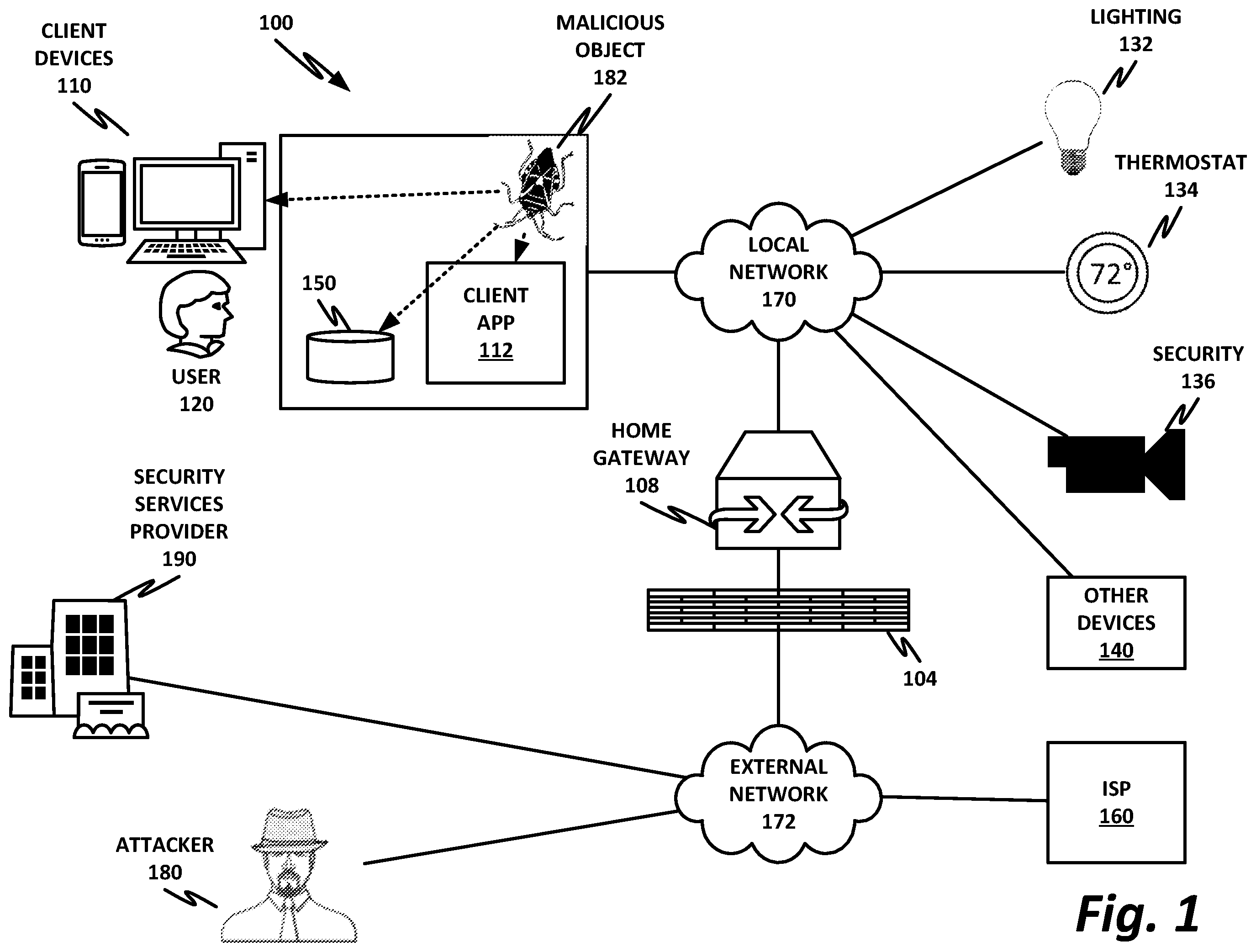 Patent US11824645 — Agentless security services — Figure 1