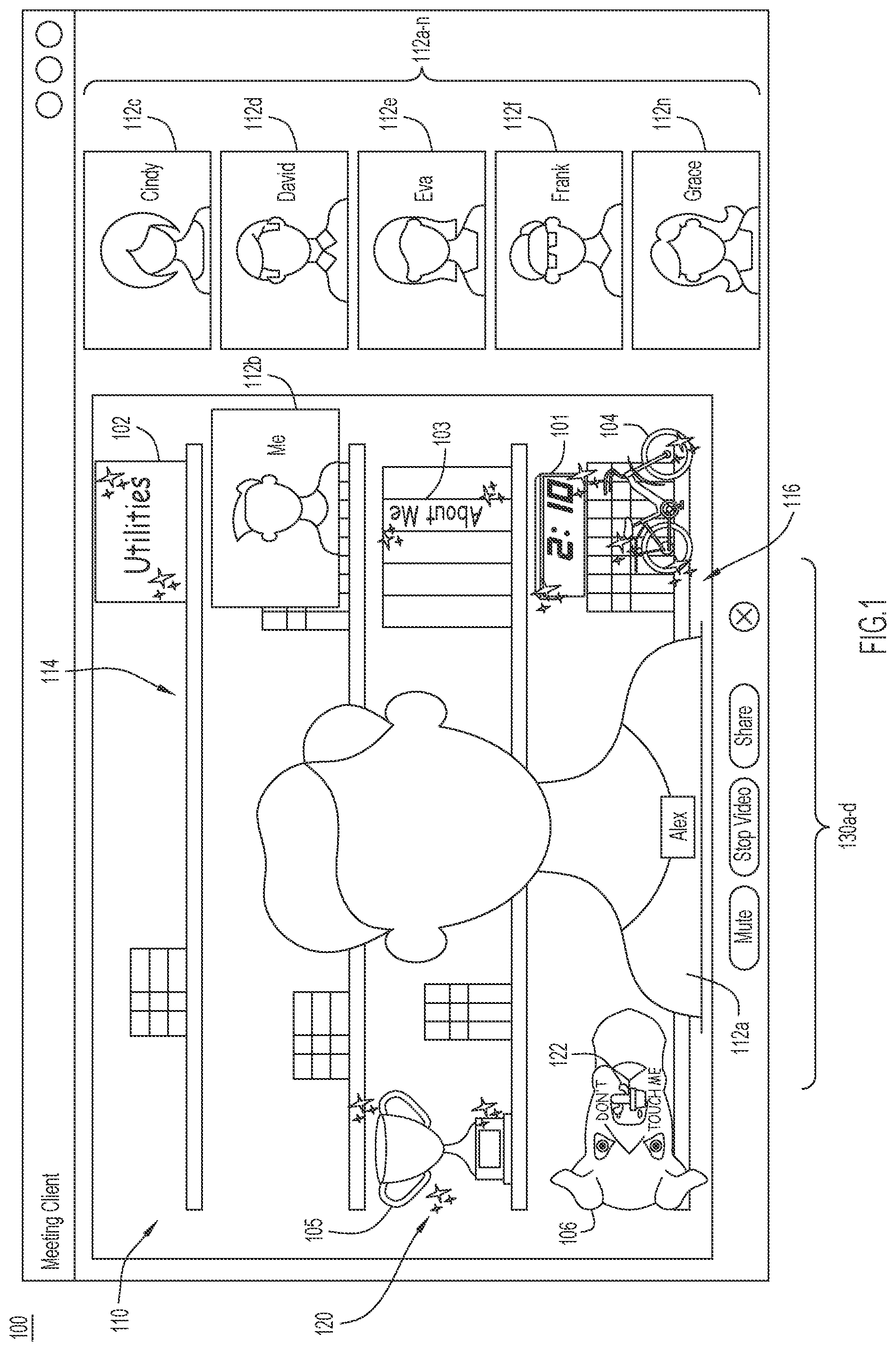 Patent US11824670 — Adaptive background in video conferencing — Figure 1
