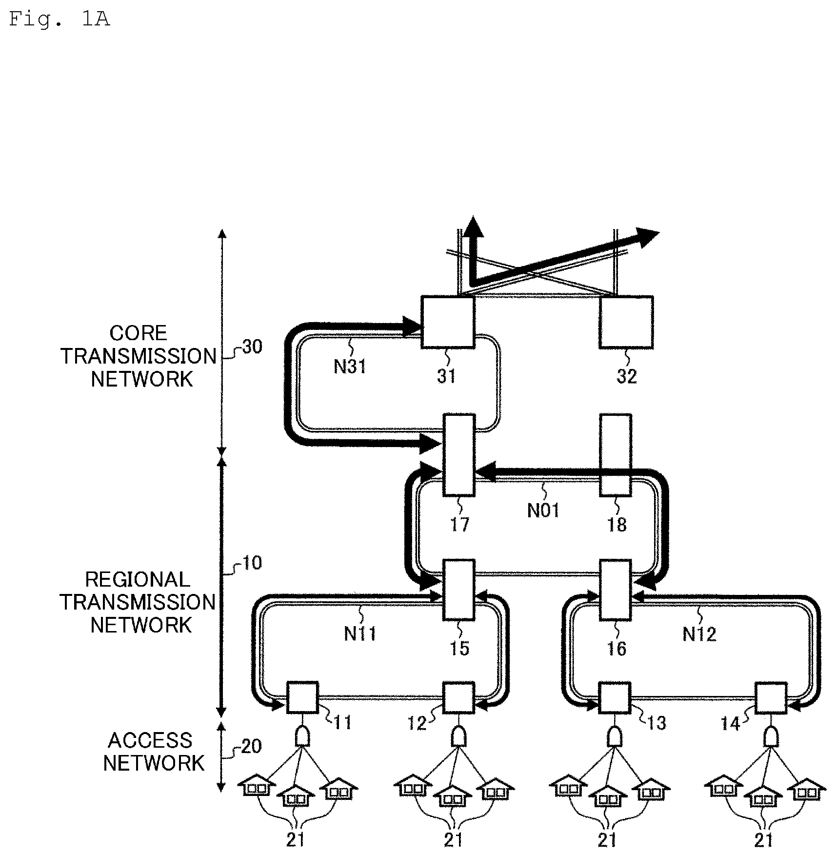Patent US11824762 — Transmission path design apparatus, transmission network topology design method, and transmission path design program for designing a communication path topology optimized in view of reducing amount of equipment needed — Figure 1