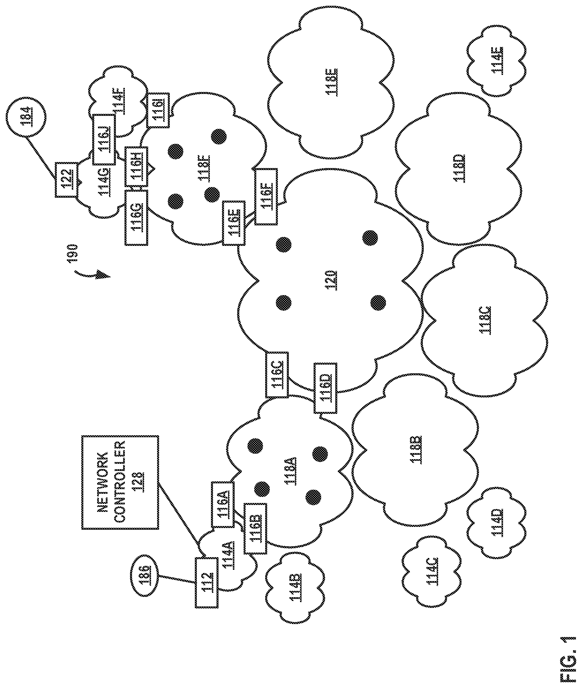 Patent US11824763 — Filtering topologies for path computation in massively scaled networks — Figure 1