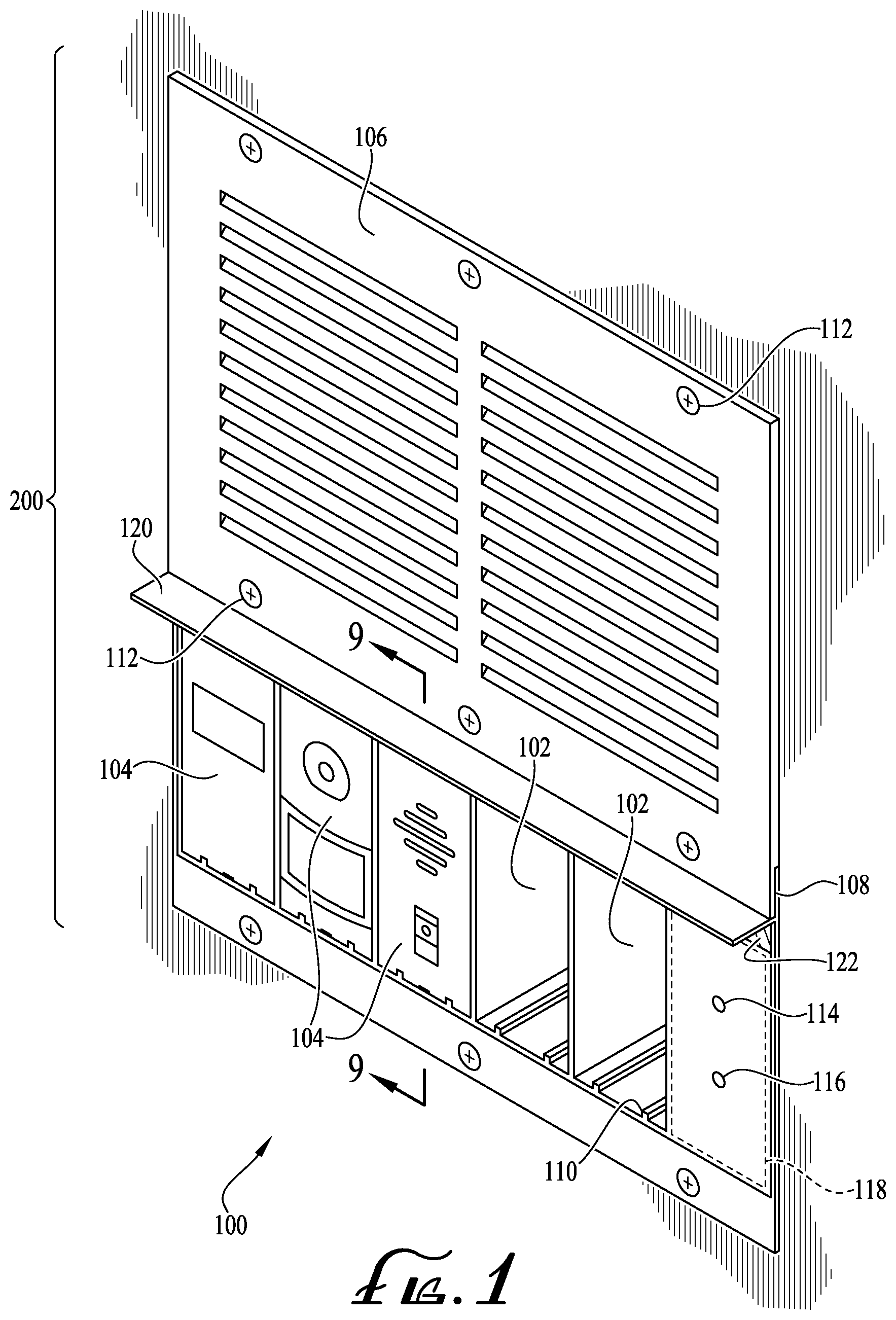Patent US11824935 — Universally mountable modular data and power network — Figure 1