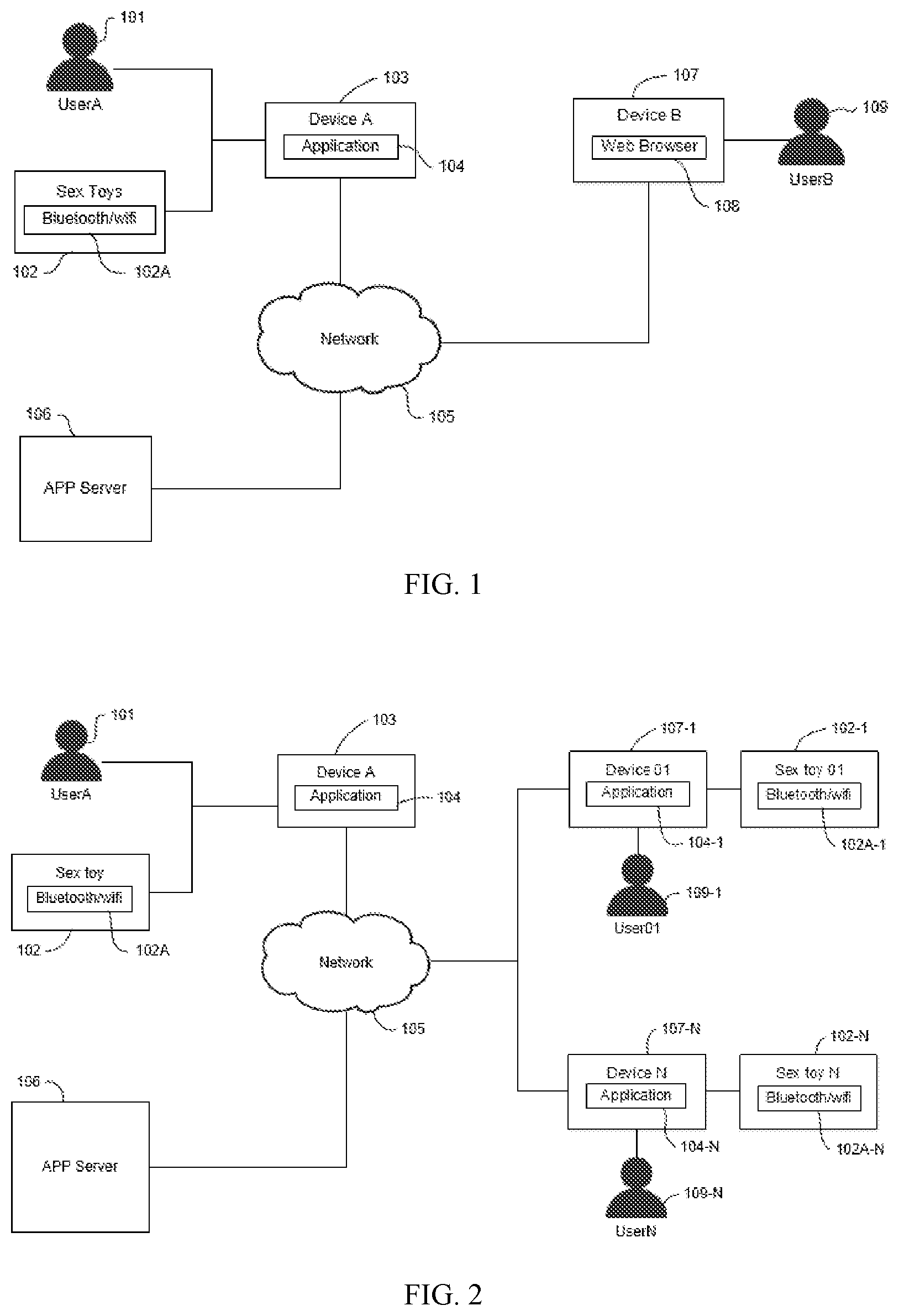 Patent US11824939 Figure 1 – Internet-based remote interactive system for sex toys