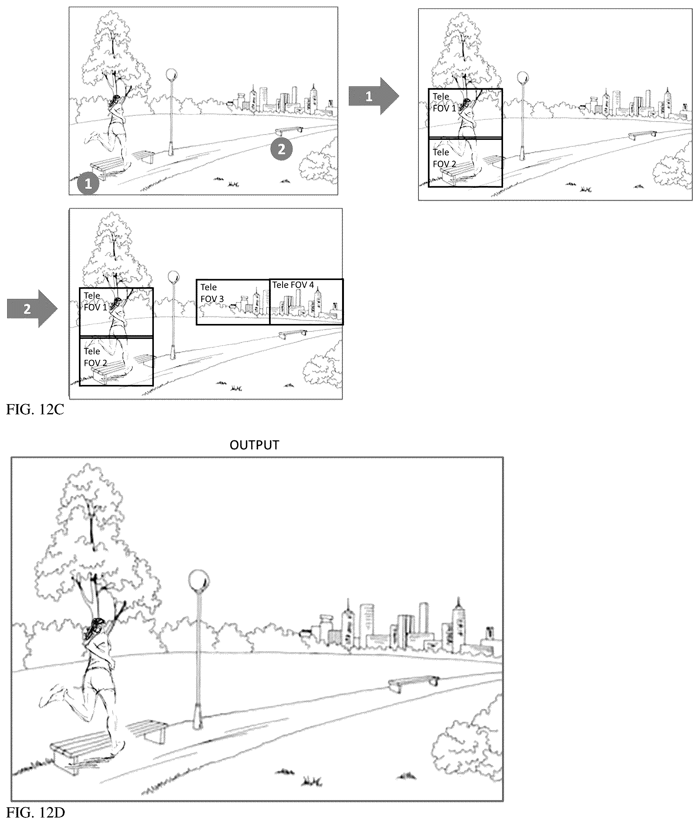 Patent US11832018 Figure 10 – Image stitching in the presence of a full field of view reference image
