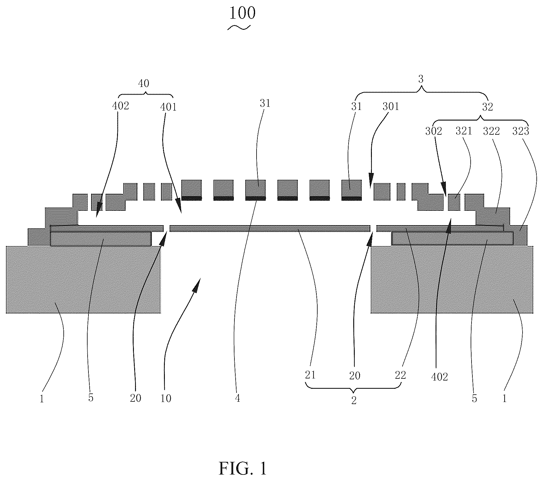 Patent US11832043 Figure 1 – Microphone and method for manufacturing the same