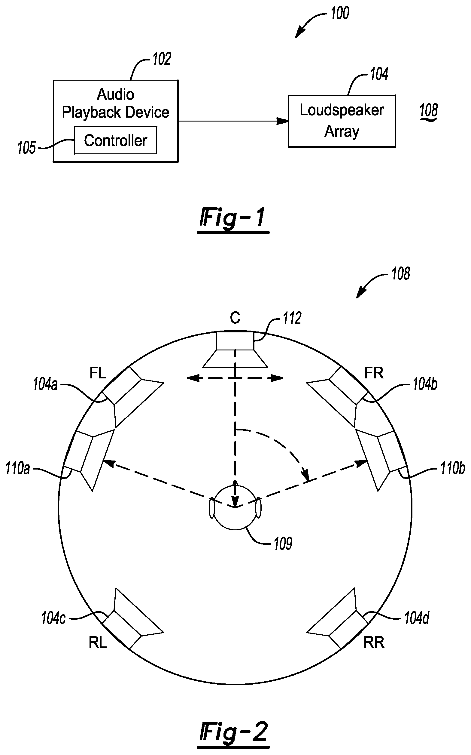 Patent US11832079 — System and method for providing stereo image enhancement of a multi-channel loudspeaker setup — Figure 1