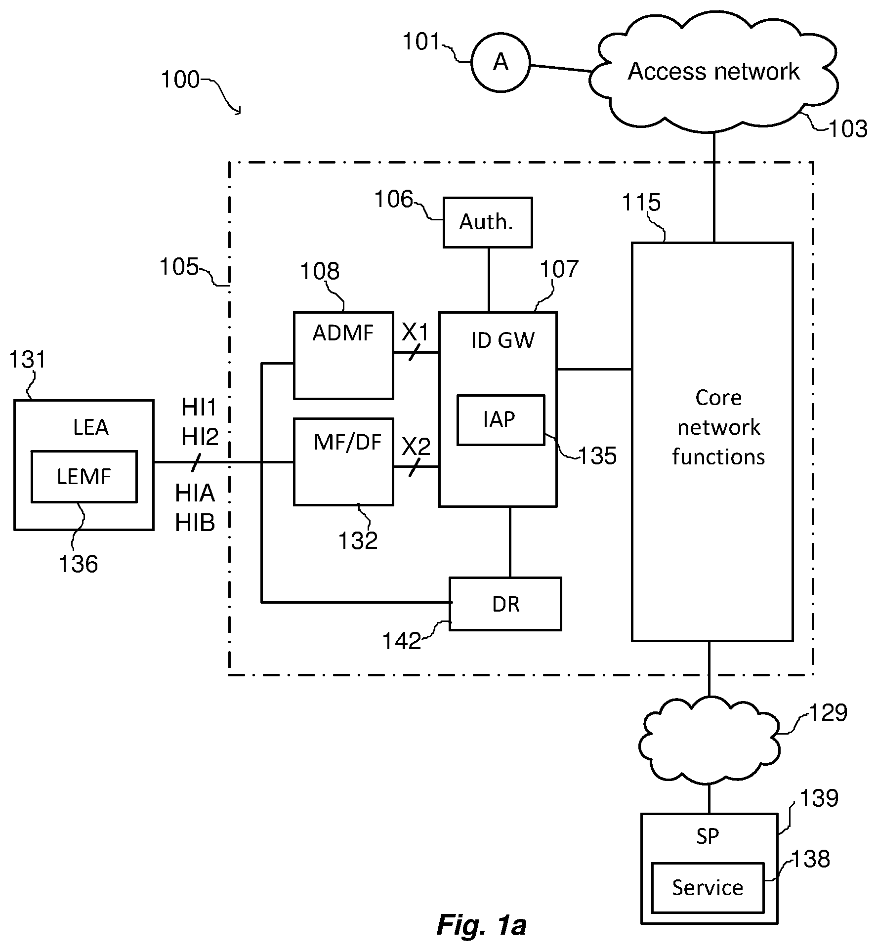 Patent US11832108 — Lawful interception in mobile connect — Figure 1