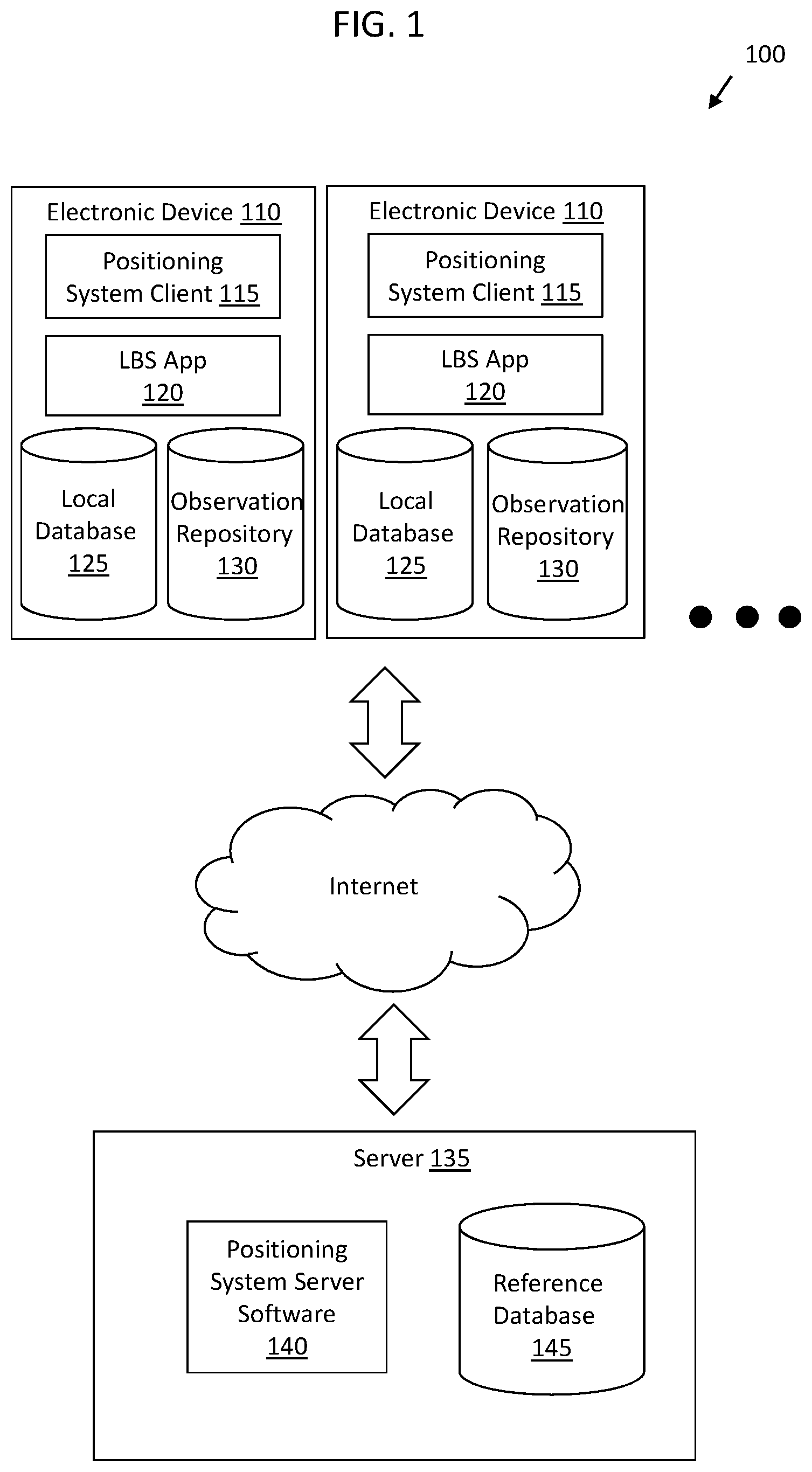 Patent US11832211 — Positioning system with multi-position beacons — Figure 1