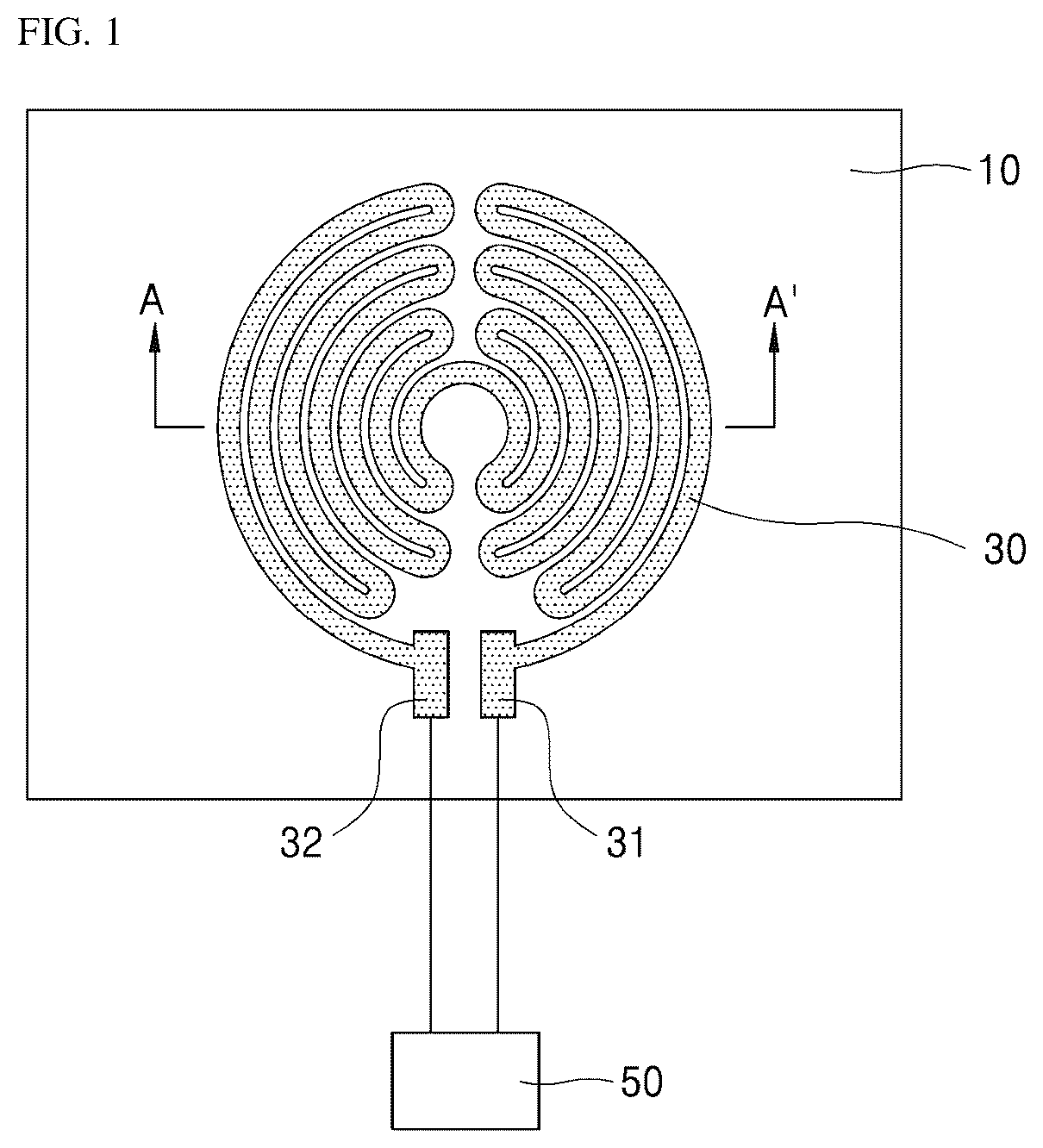 Patent US11832358 — Surface type heating element having controlled oxide layer and manufacturing method thereof — Figure 1