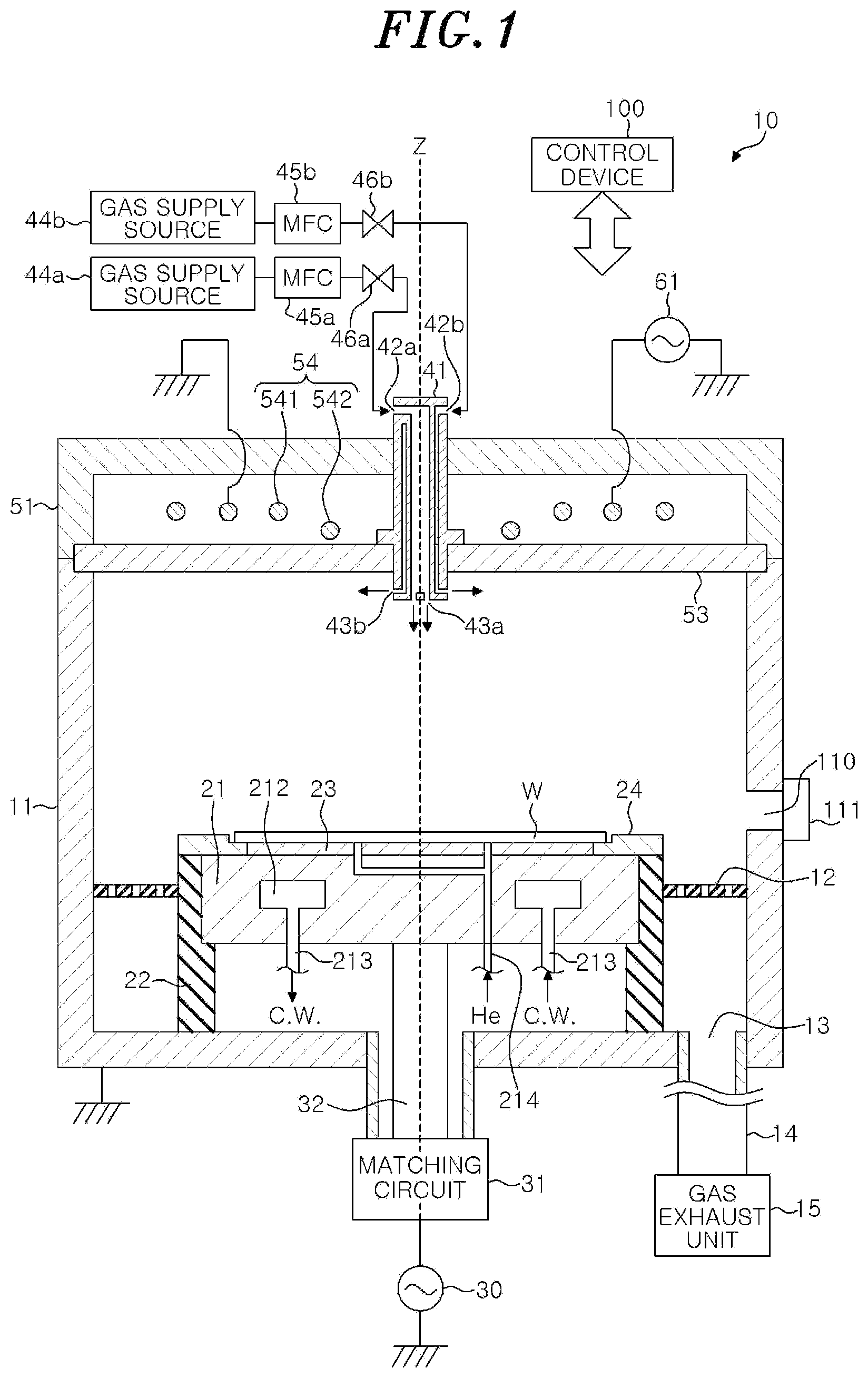 Patent US11832373 Figure 1 – Plasma processing apparatus