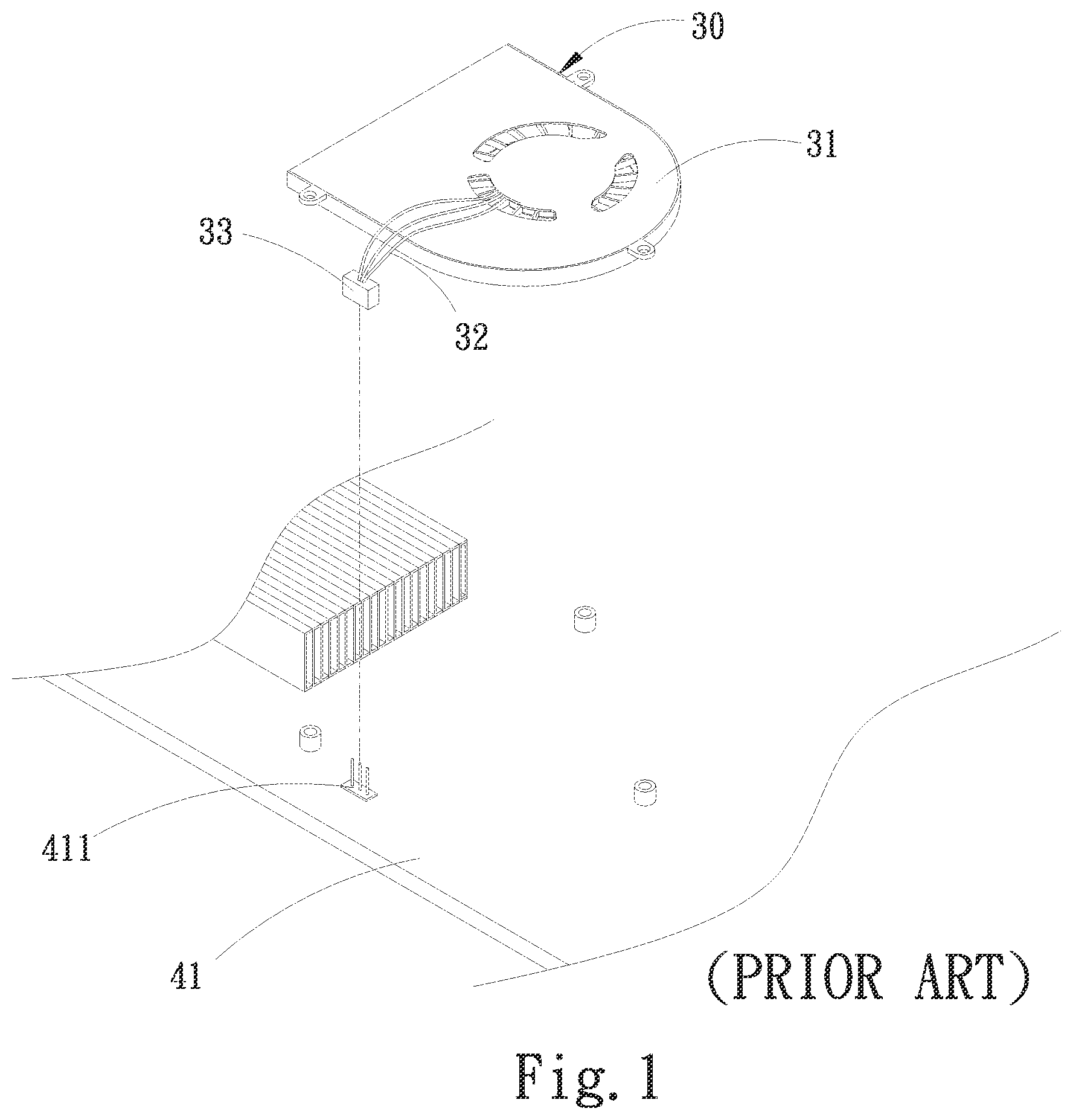 Patent US11832380 — Fan structure automatically mountable on a system circuit board — Figure 1