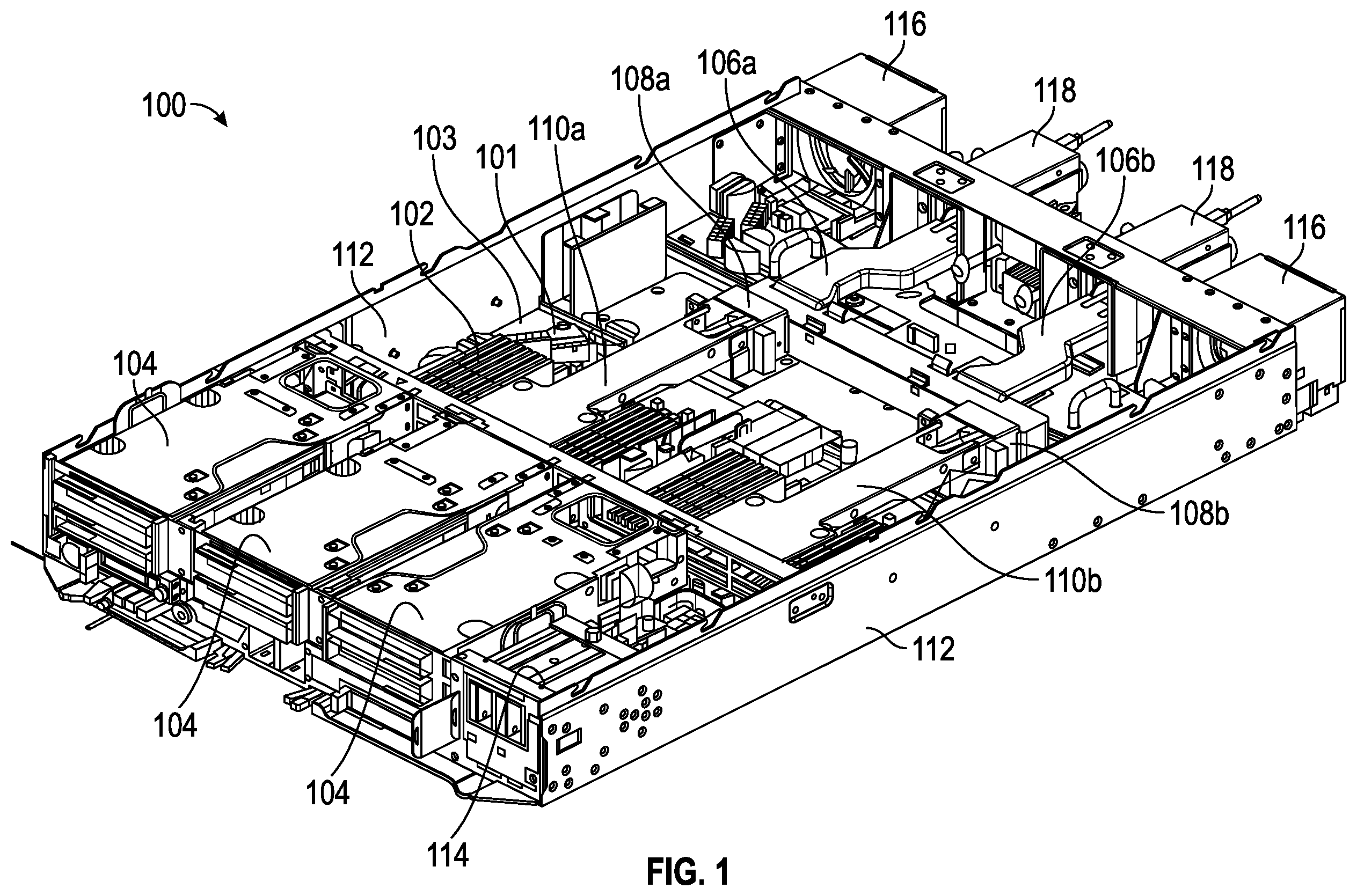 Patent US11832417 — Support bracket for liquid cooling cold plate mechanism — Figure 1