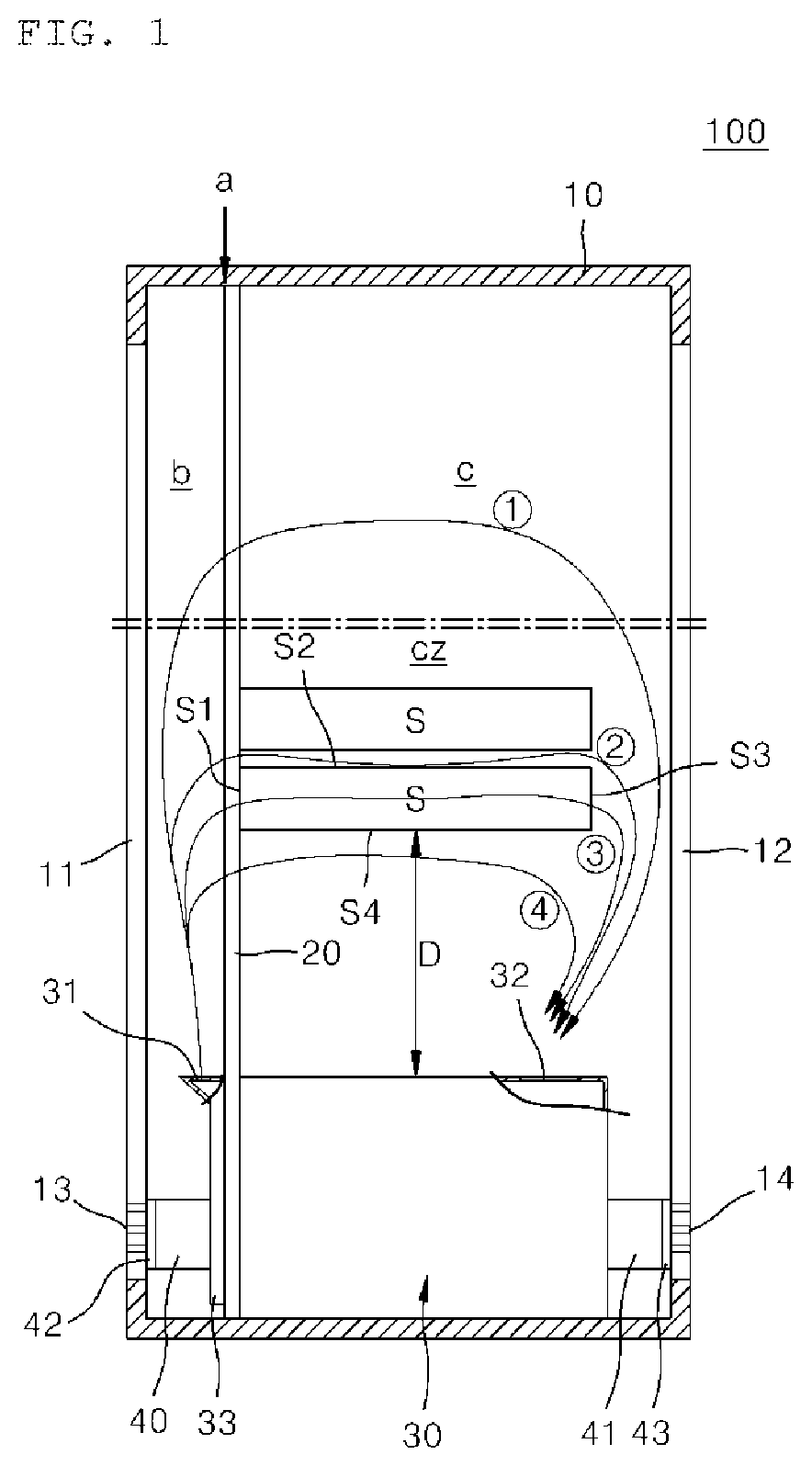 Patent US11832422 — Computing rack apparatus using cooling unit — Figure 1