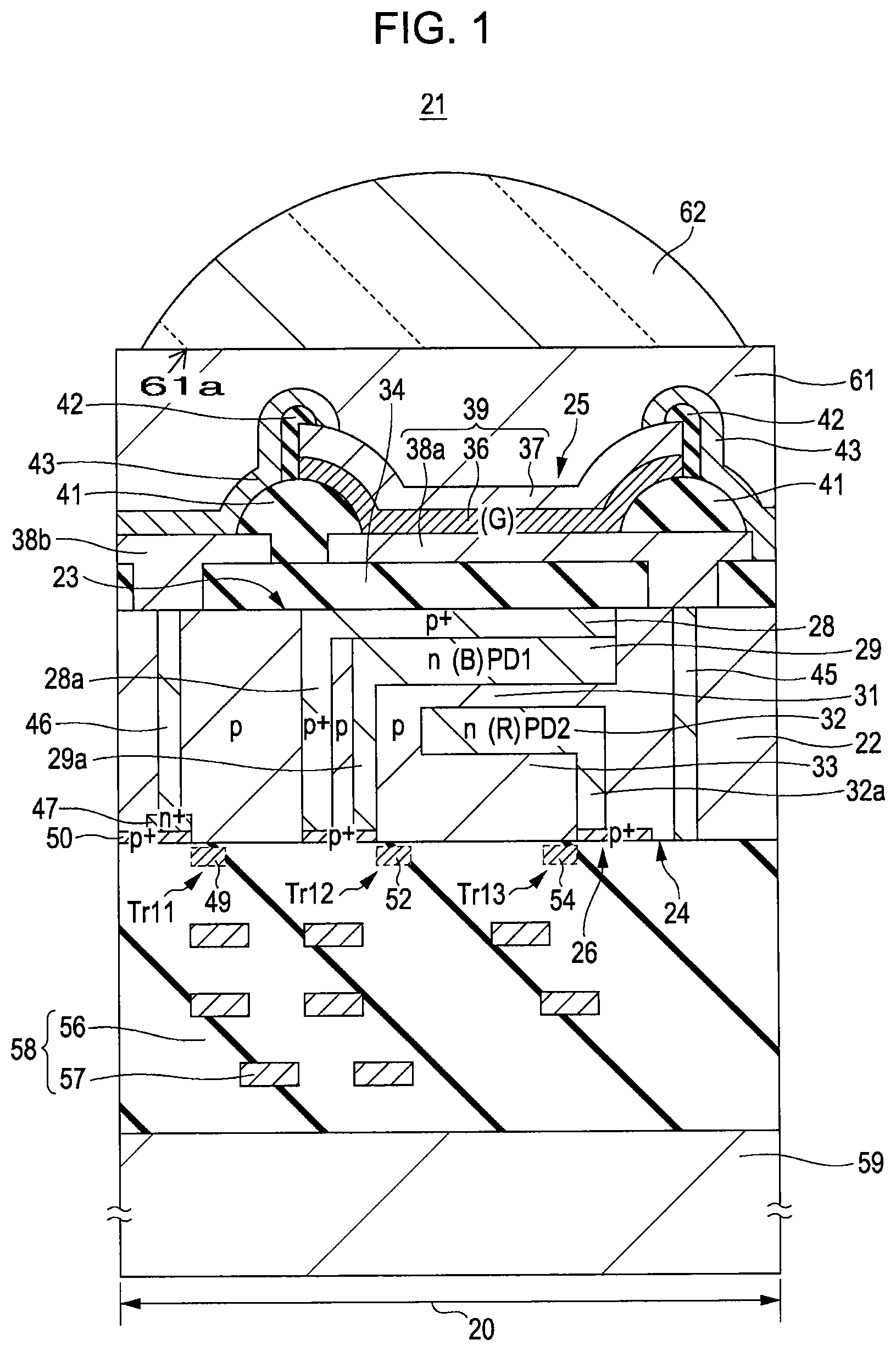 Patent US11832463 Figure 1 – Solid-state imaging device, method of manufacturing the same, and electronic apparatus