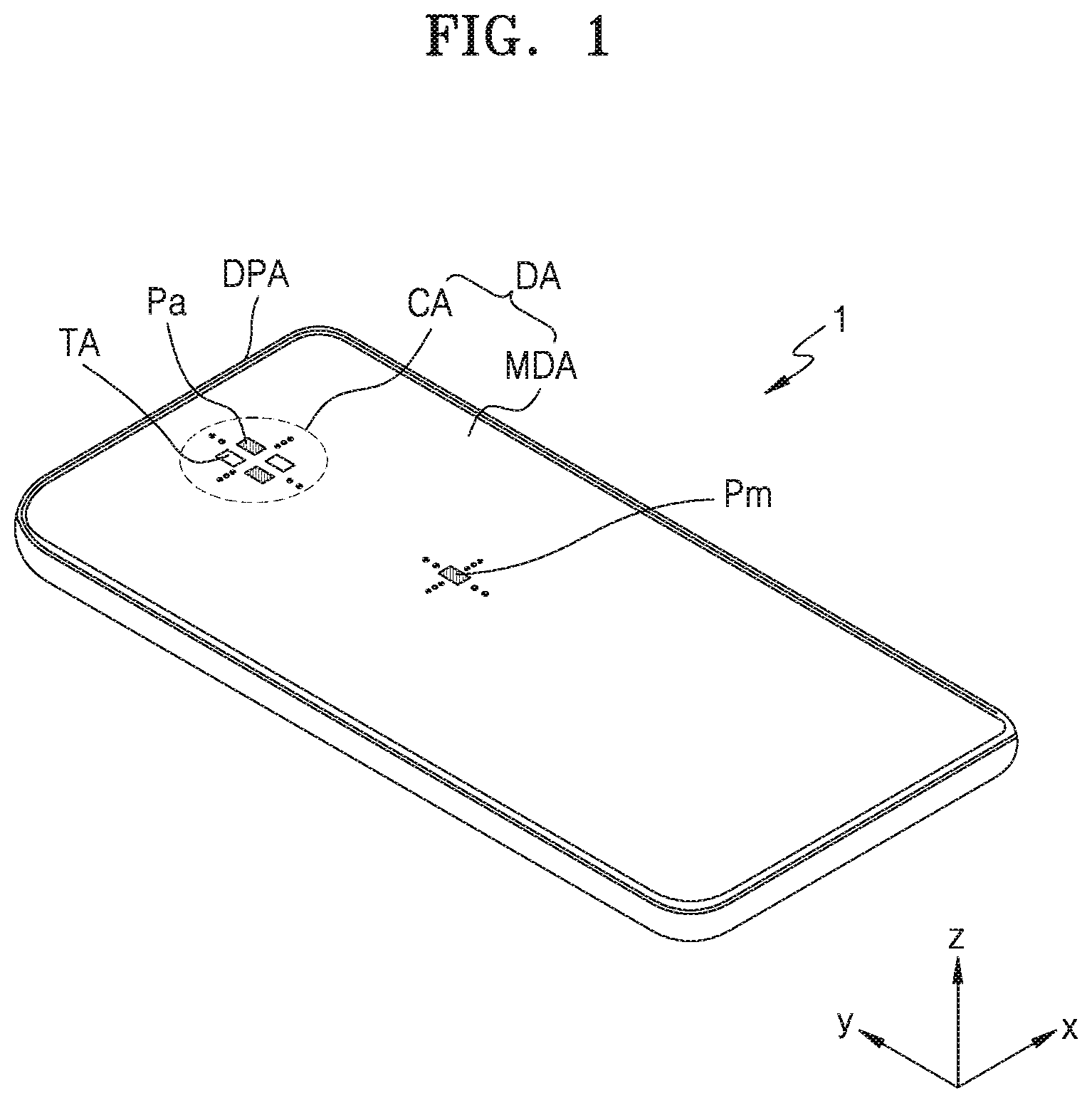 Patent US11832479 Figure 1 – Display device which includes an expanded display area