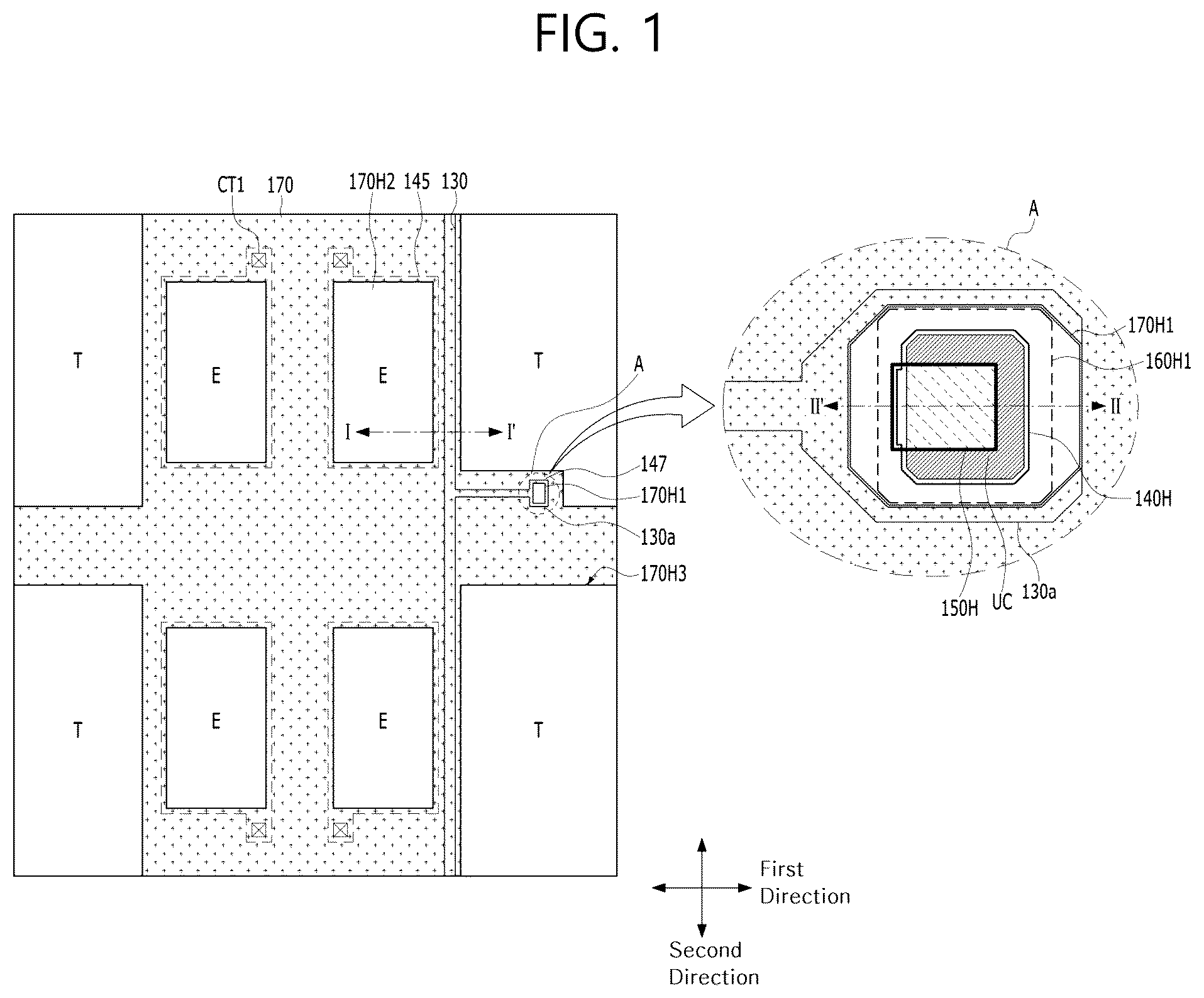 Patent US11832488 — Display device having auxiliary wiring — Figure 1