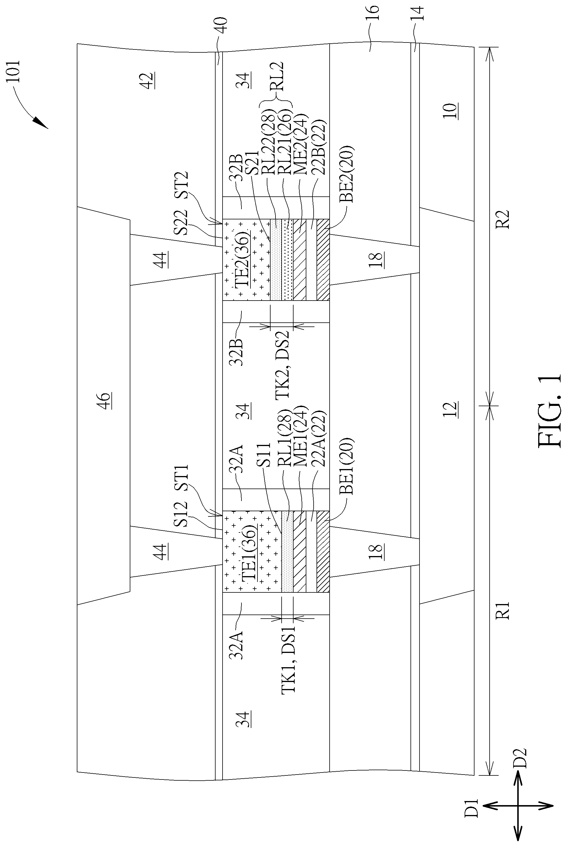 Patent US11832536 — Manufacturing method of resistive memory device — Figure 1