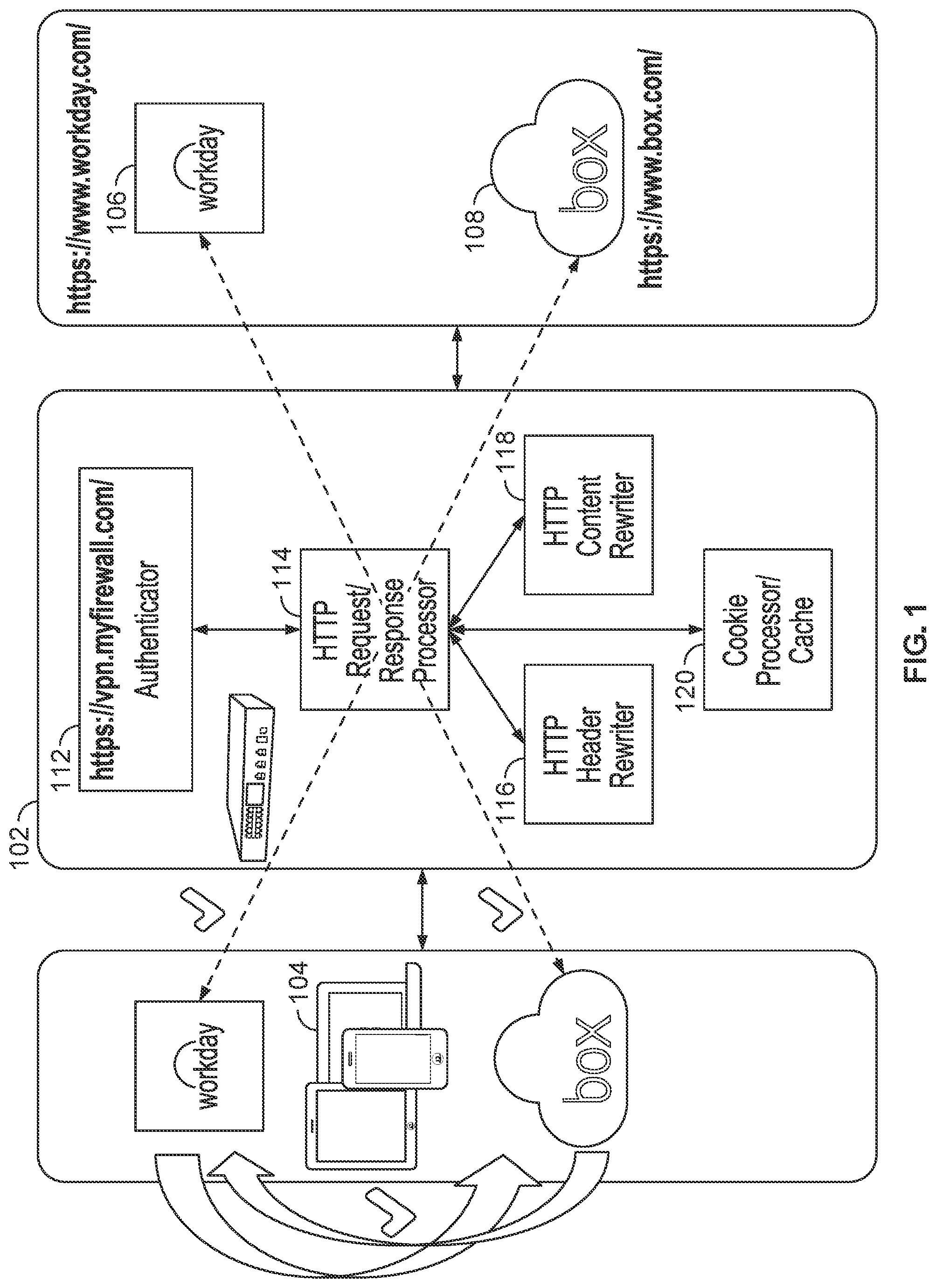 Patent US11836213 — Encoding-free JavaScript stringify for clientless VPN — Figure 1