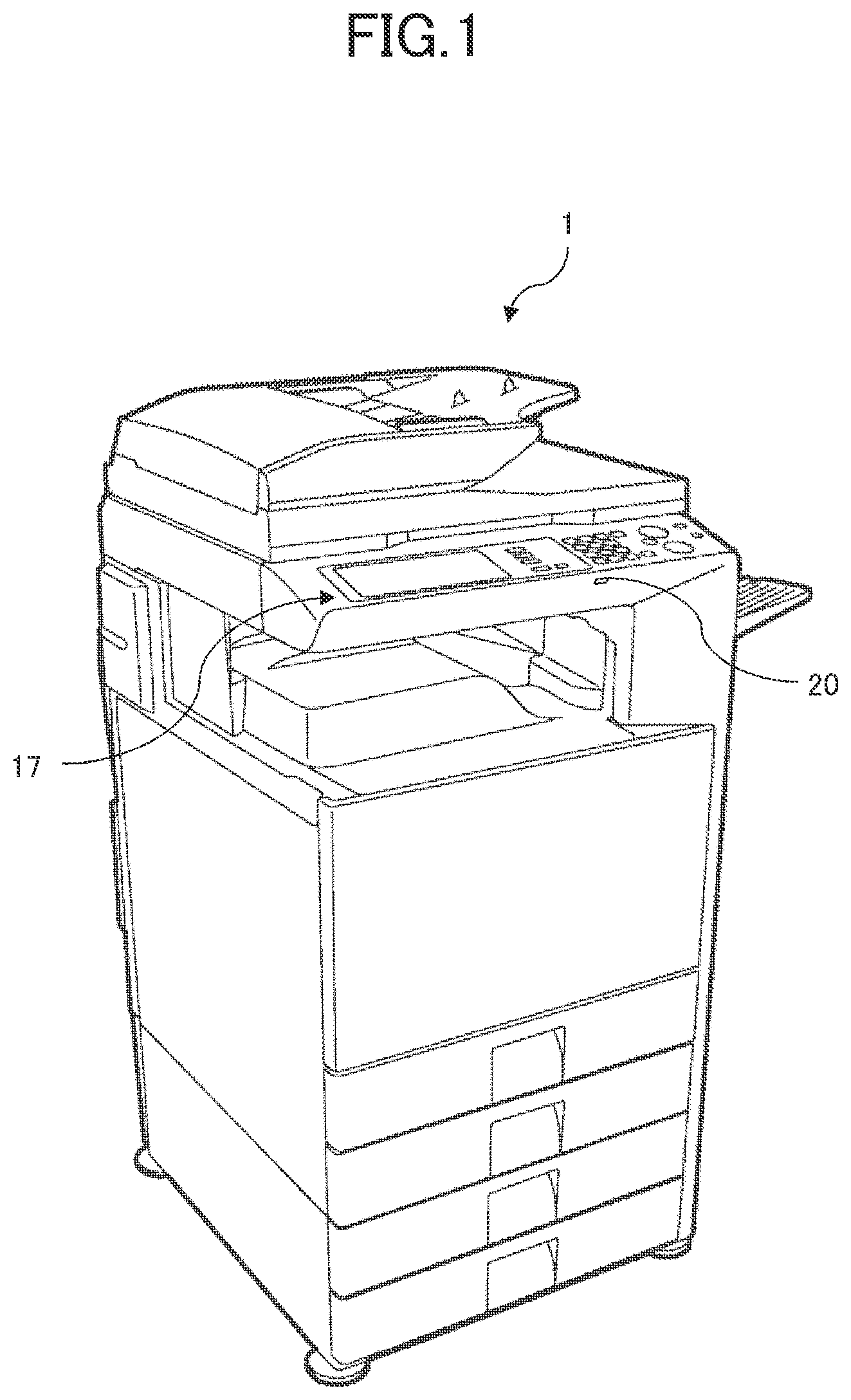 Patent US11836402 — Image forming apparatus including a motion sensor for privacy protection and convenience — Figure 1