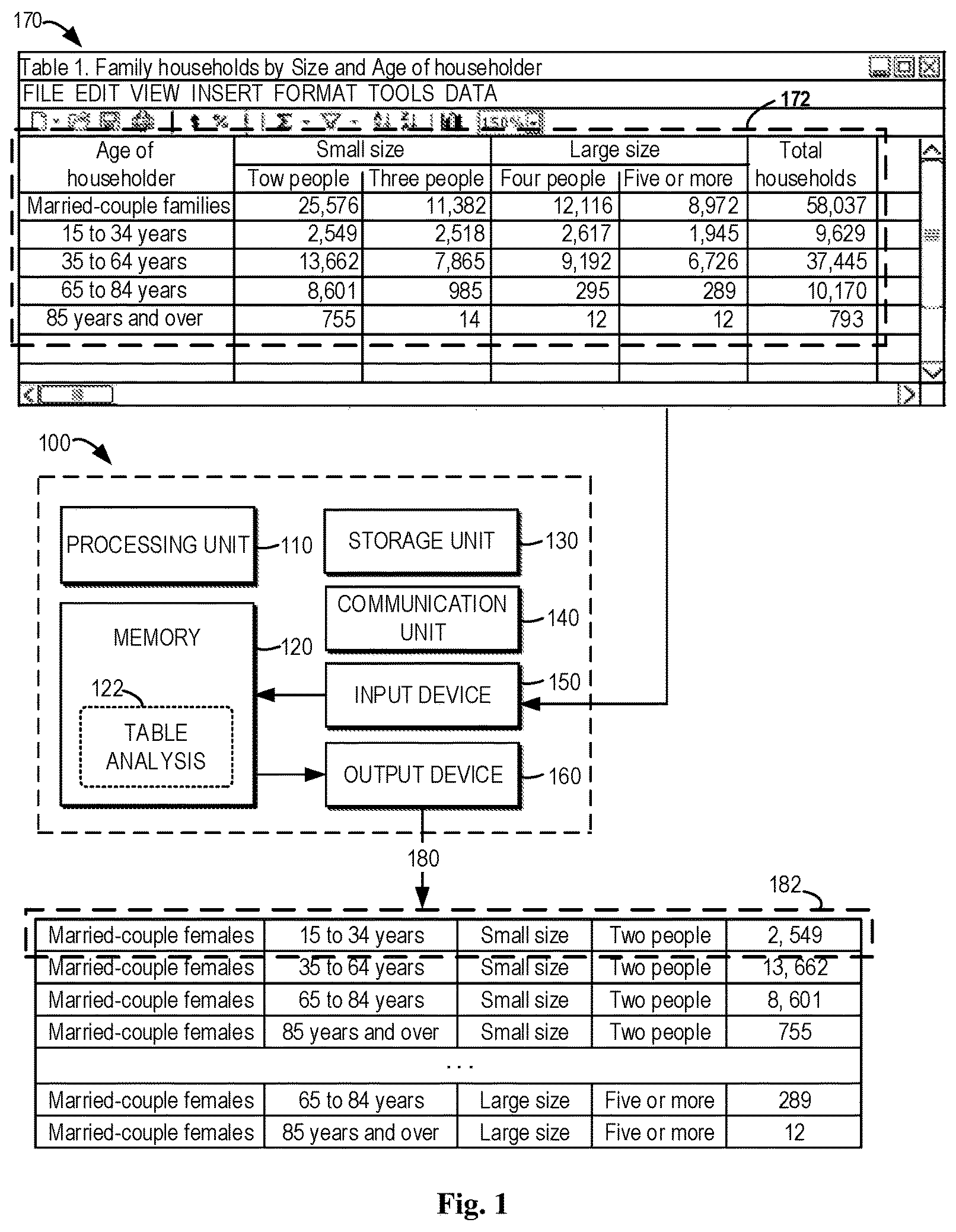 Patent US11836445 — Spreadsheet table transformation — Figure 1