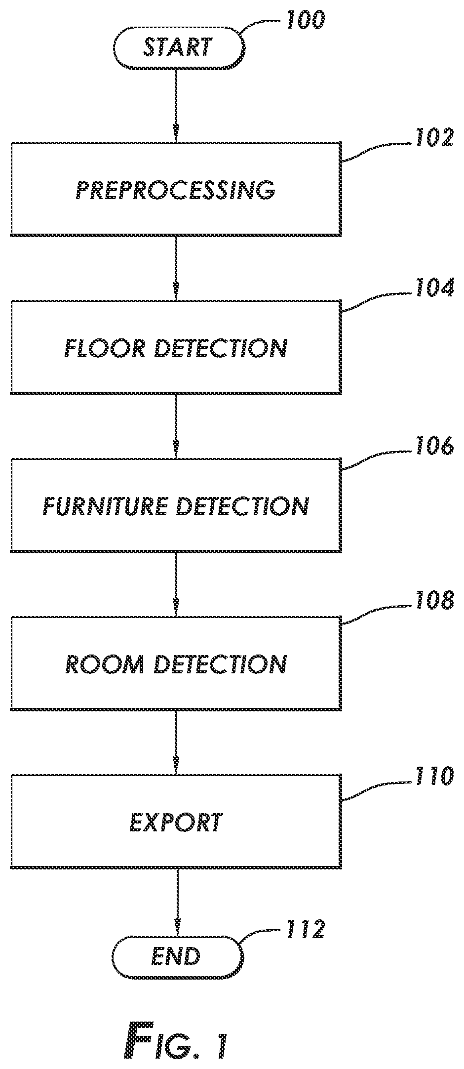 Patent US11836834 — Systems and methods for automating conversion of drawings to indoor maps and plans — Figure 1