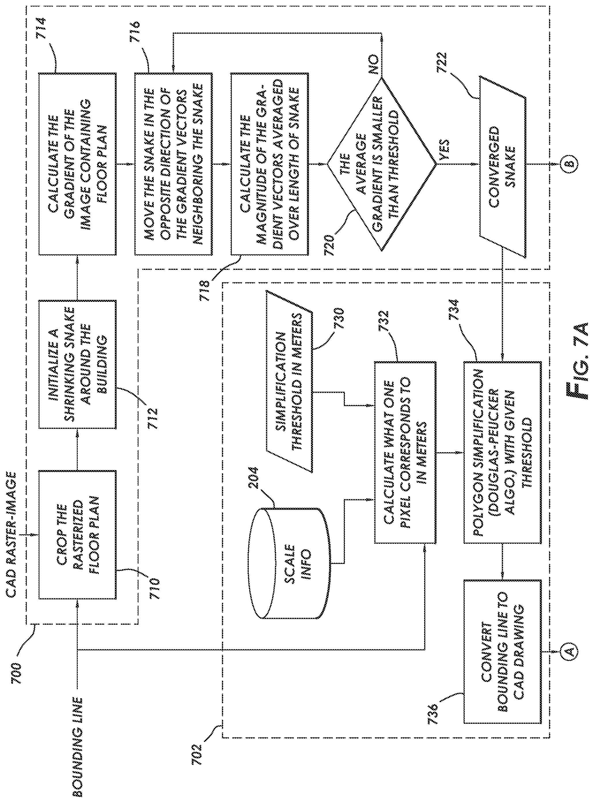 Patent US11836834 Figure 7 – Systems and methods for automating conversion of drawings to indoor maps and plans