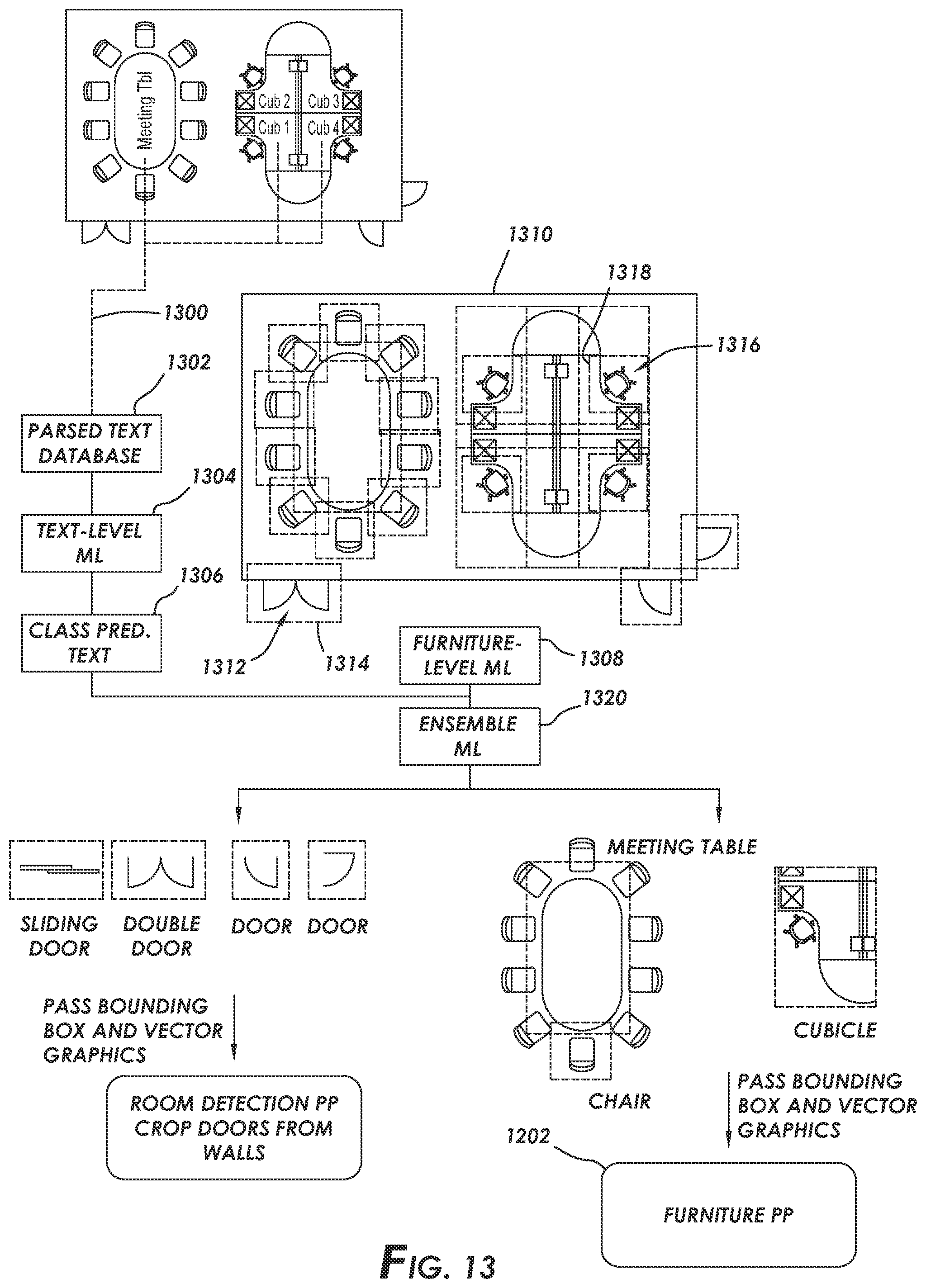 Patent US11836834 Figure 16 – Systems and methods for automating conversion of drawings to indoor maps and plans