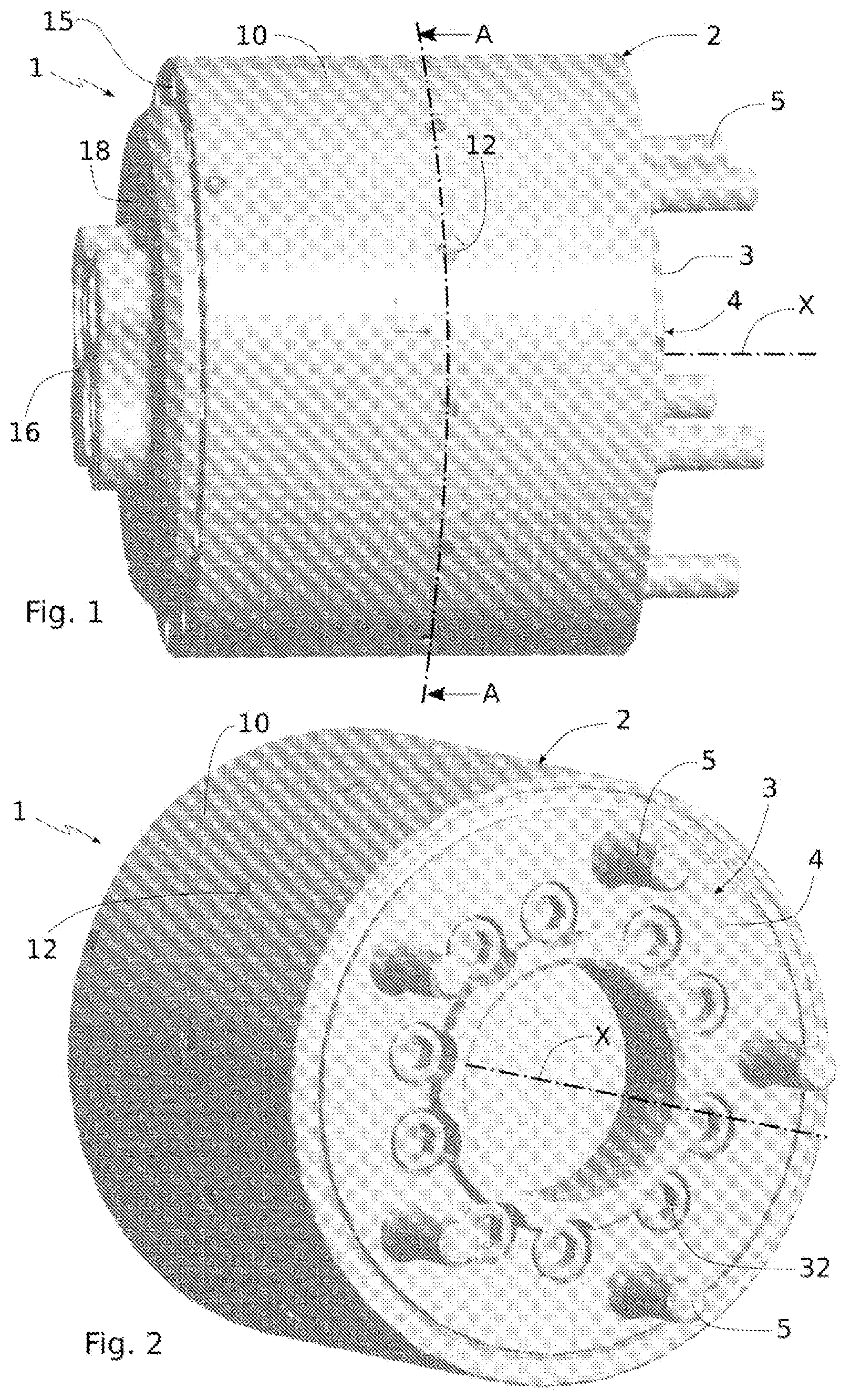 Patent US11841009 Figure 1 – Hydrostatic machine comprising a cam ring with adjacent bearings of same outer diameter, and manufacturing method