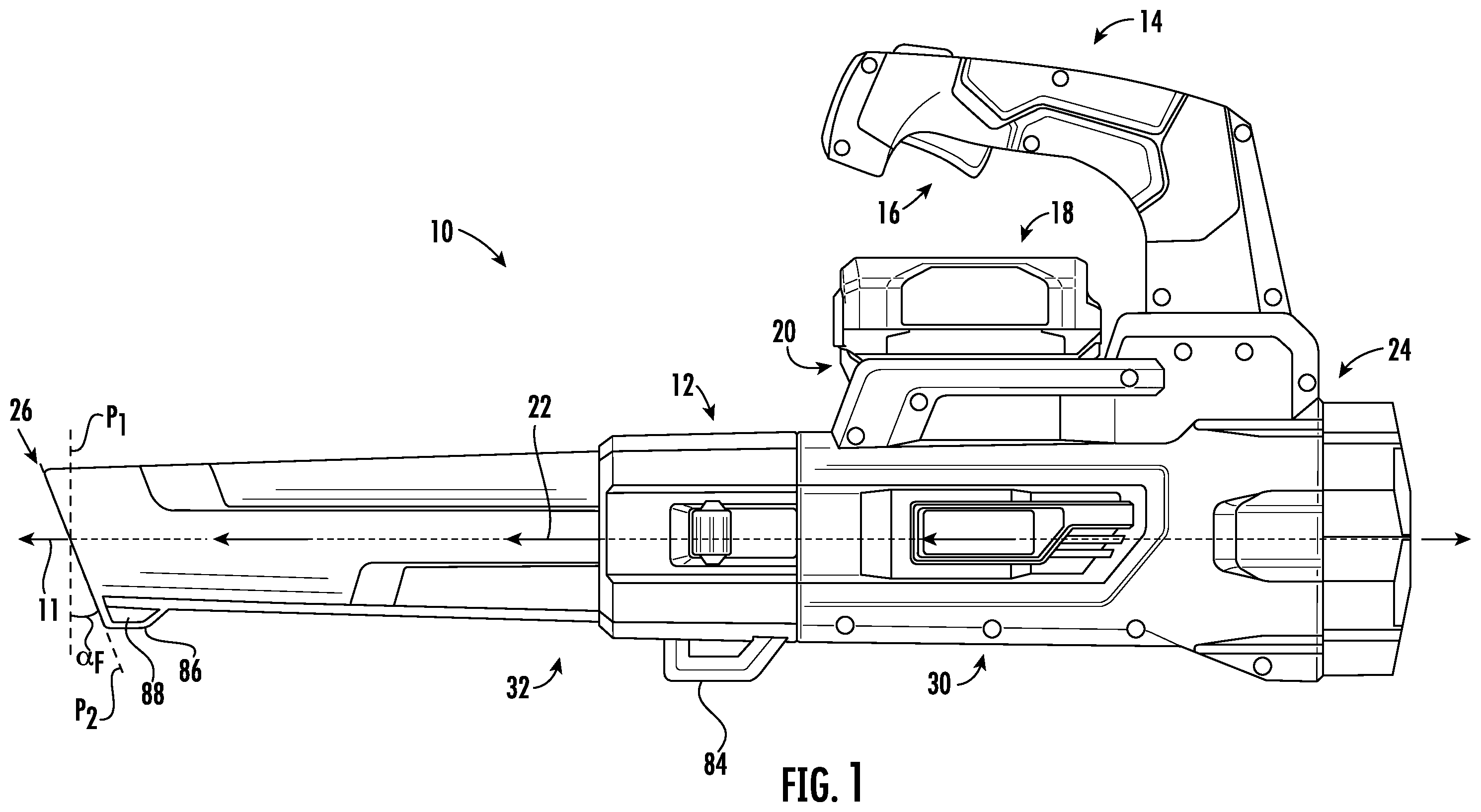 Patent US11841023 — Blowers having noise reduction features — Figure 1