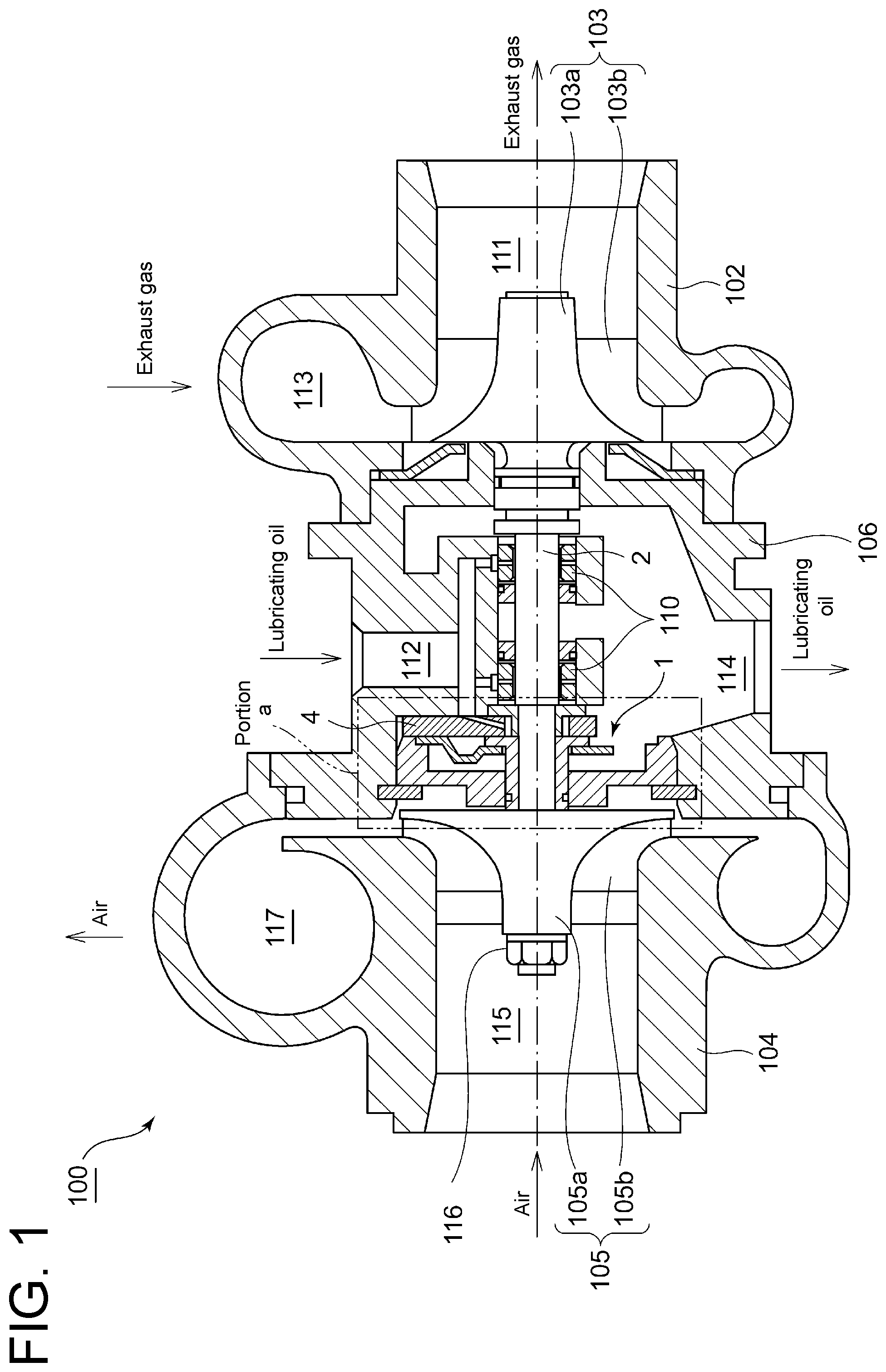 Patent US11841028 — Thrust bearing device and turbocharger — Figure 1