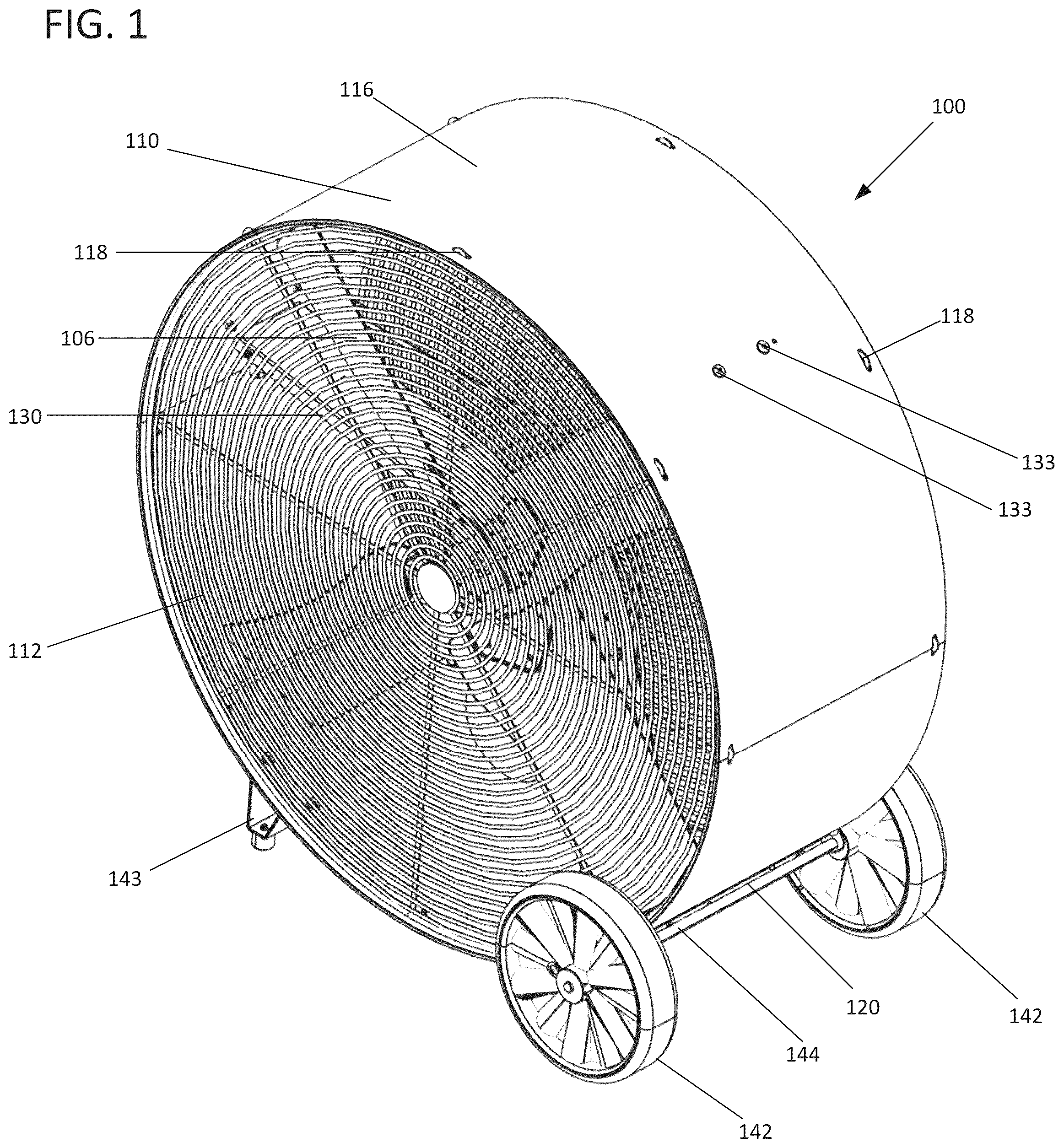 Patent US11841032 — Fan assembly with components for quick assembly — Figure 1