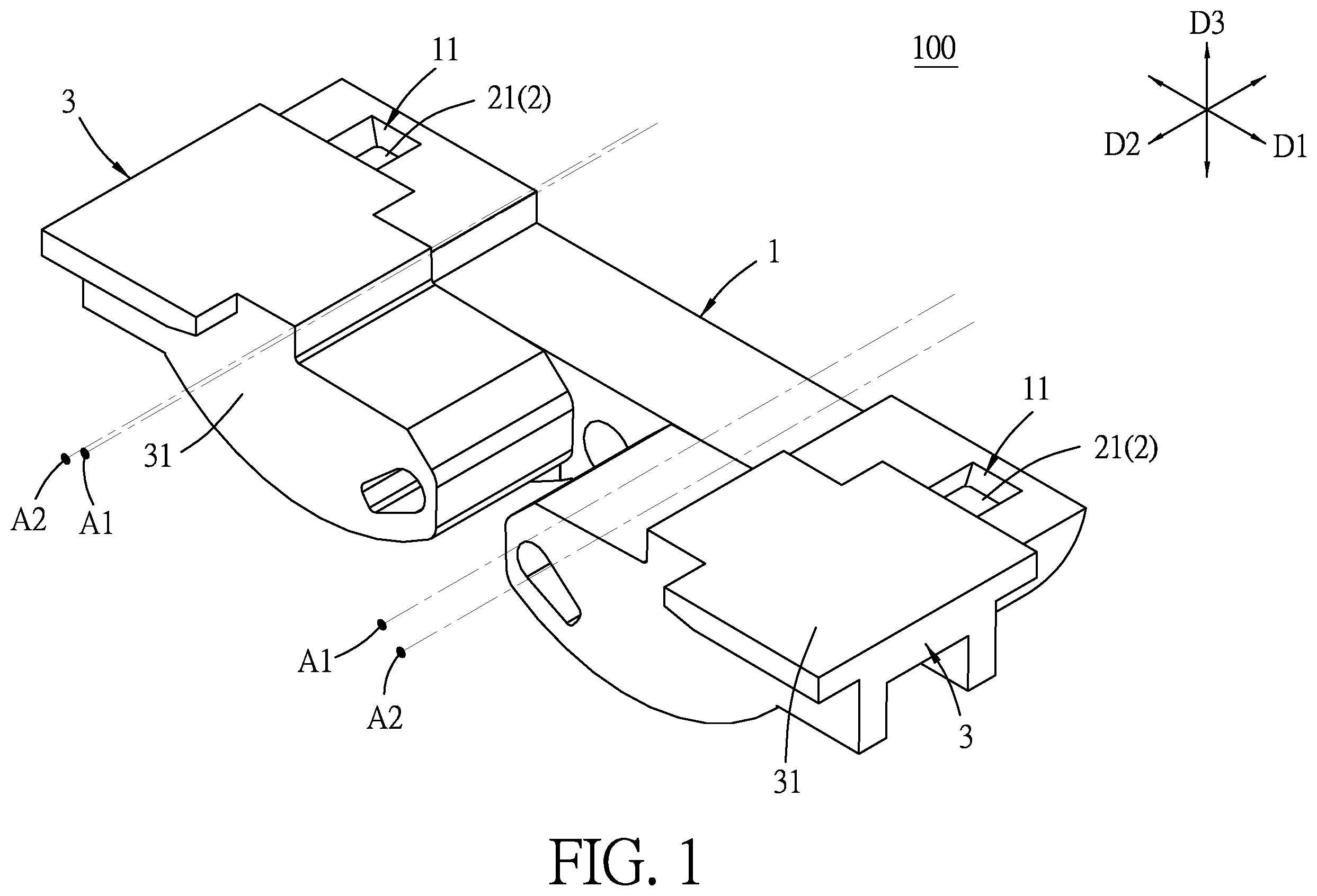 Patent US11841046 — Hinge for a foldable electronic device with a flexible display — Figure 1