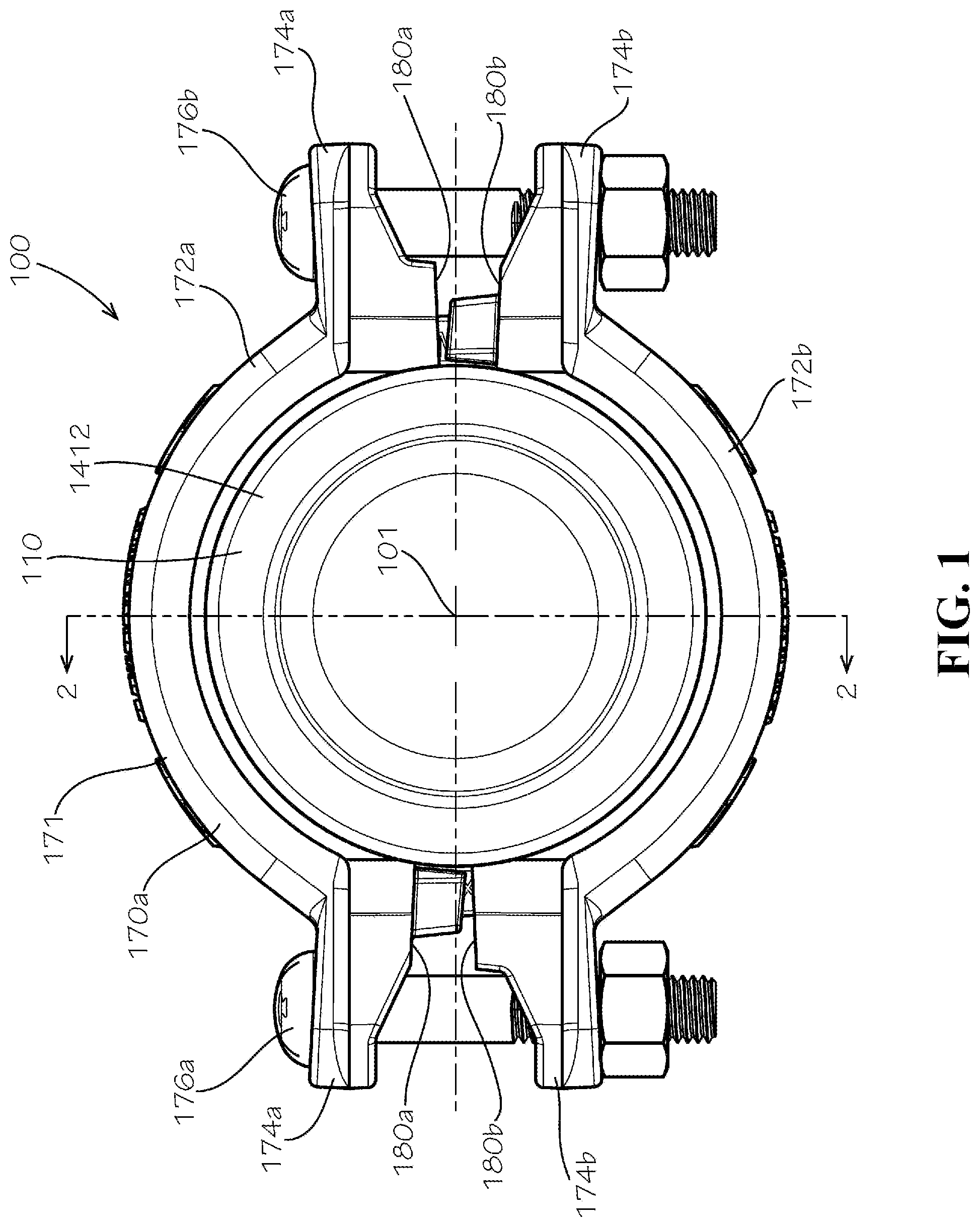Patent US11841097 — Pre-assembled coupling assemblies with pipe fitting — Figure 1