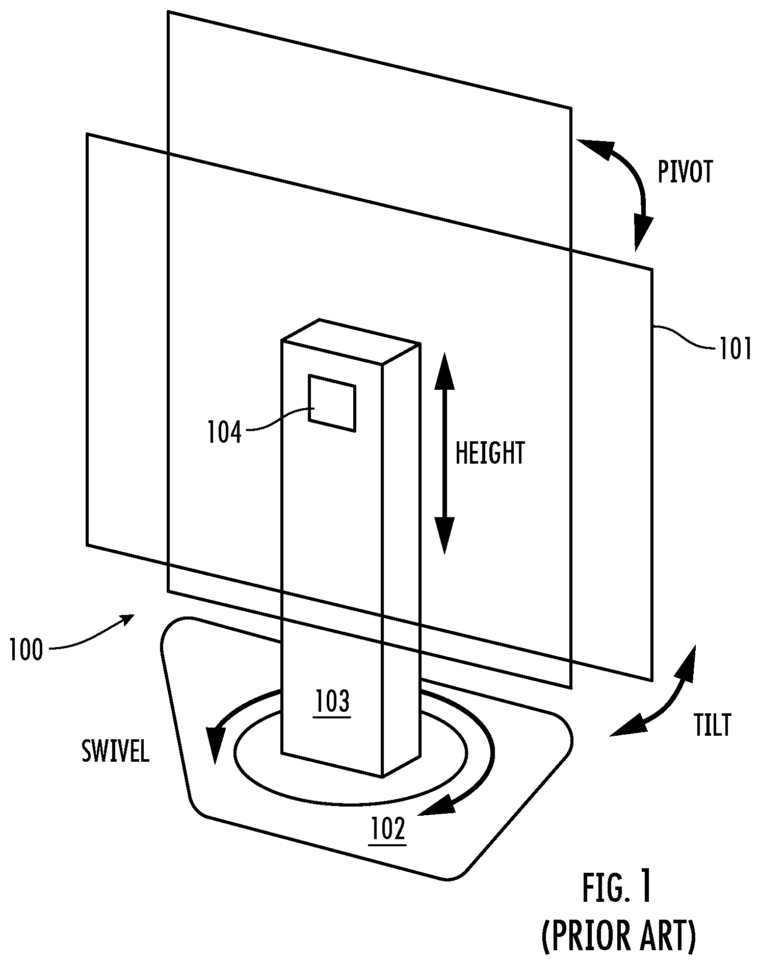 Patent US11841107 — Rotating joint for crossbar leveling adjustment — Figure 1