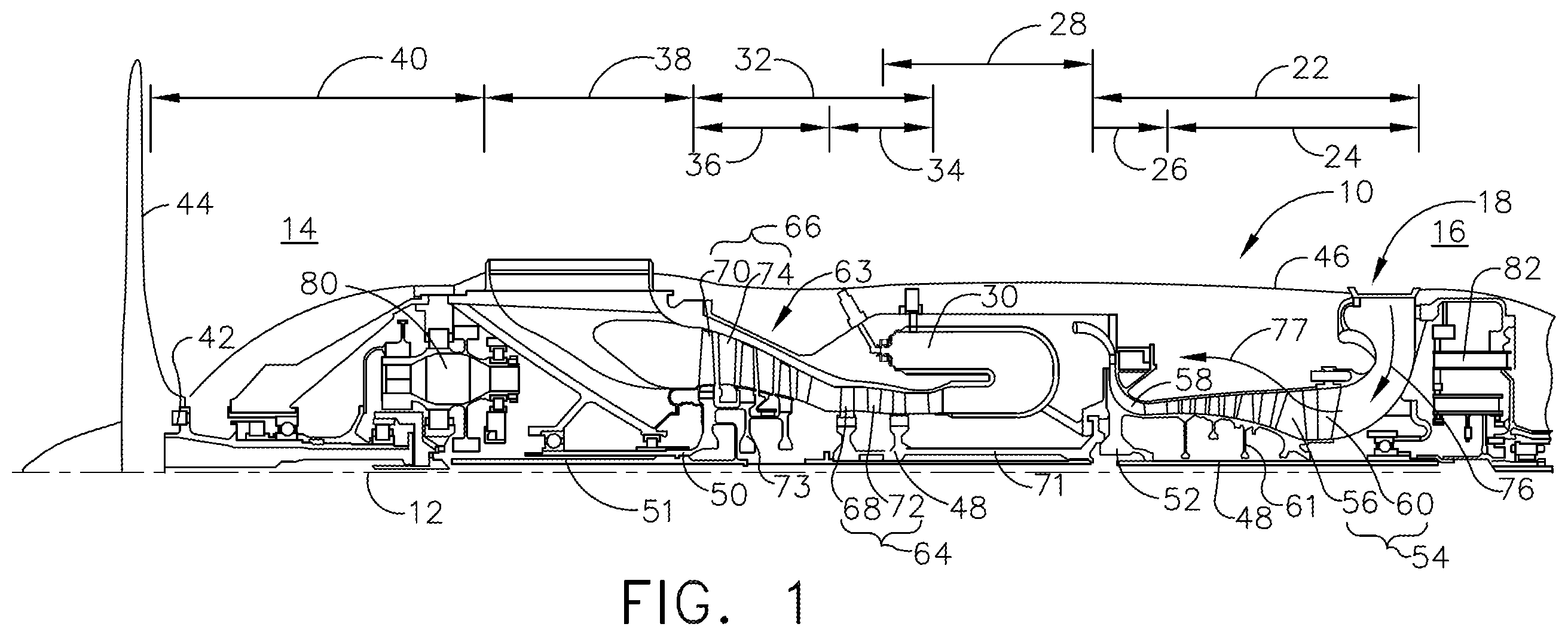 Patent US11841141 — Reverse flow combustor — Figure 1