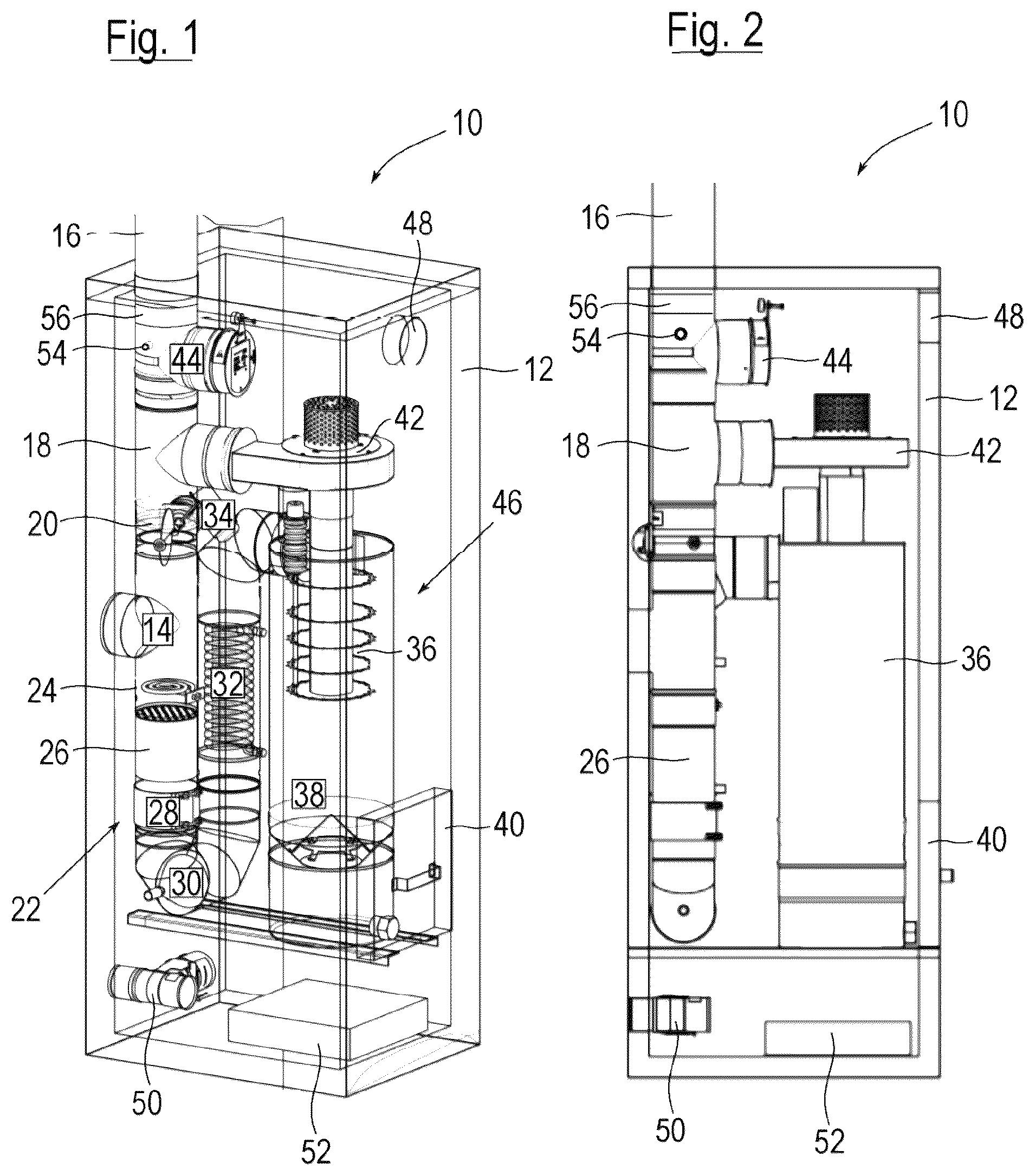 Patent US11841143 — Device for purifying exhaust gases from a fireplace — Figure 1