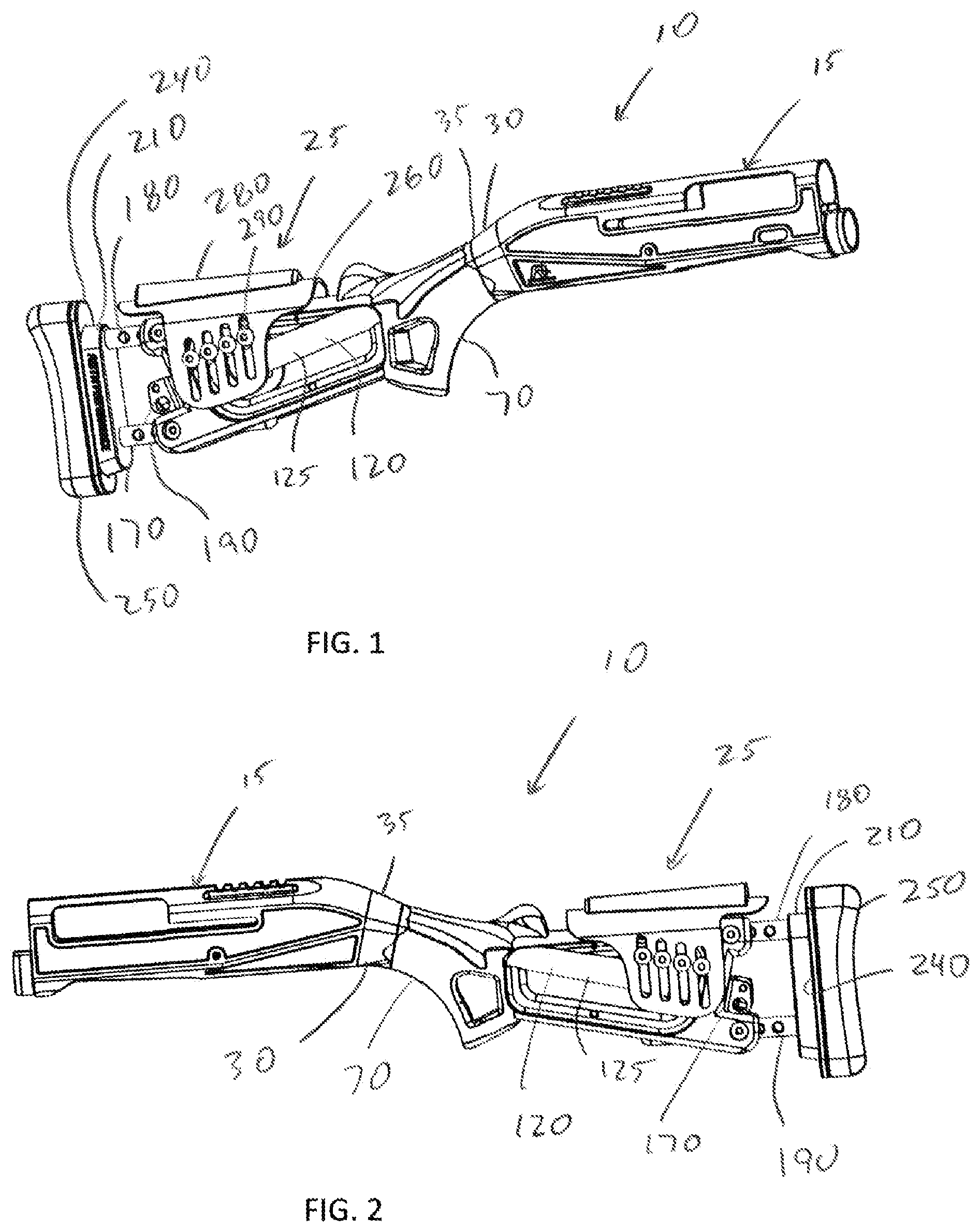Patent US11841208 — Universally adjustable firearm stock — Figure 1