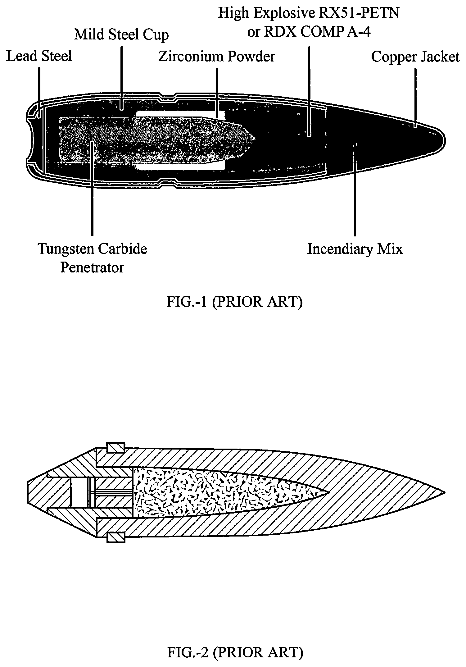Patent US11841214 — Bullet projectile with internal hammer and post for enhanced mechanical shock wave delivery for demolition — Figure 1