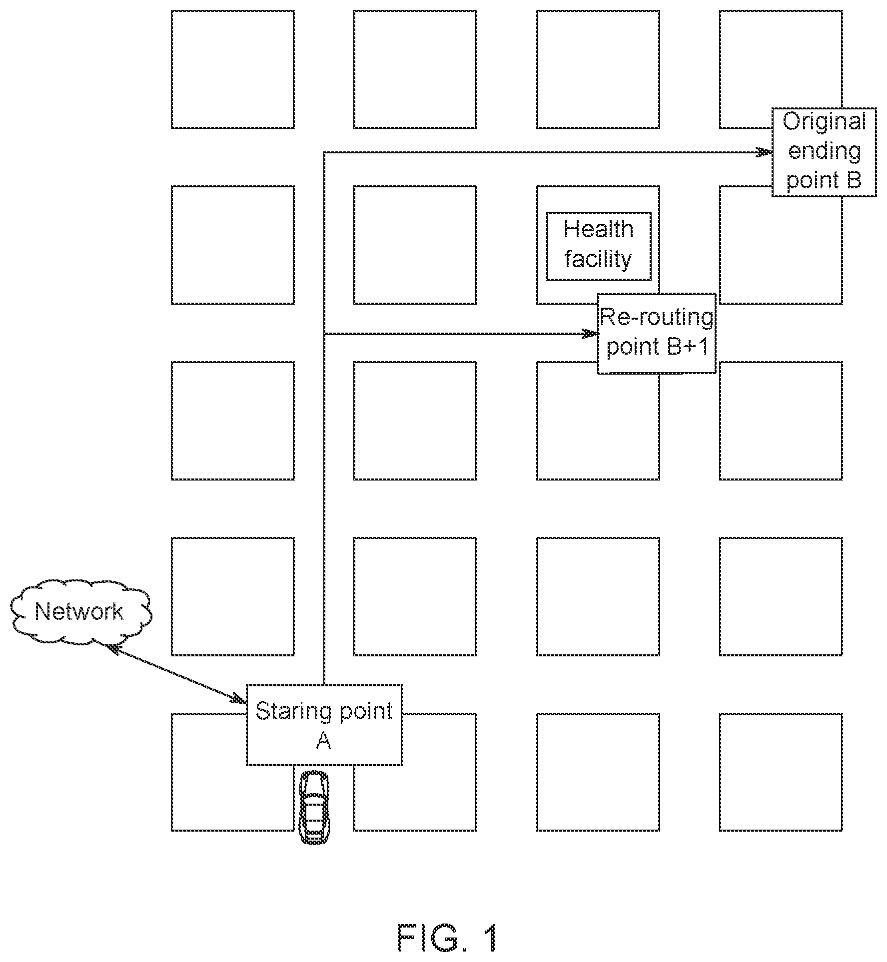 Patent US11841232 — Re-routing autonomous vehicles using dynamic routing and memory management — Figure 1