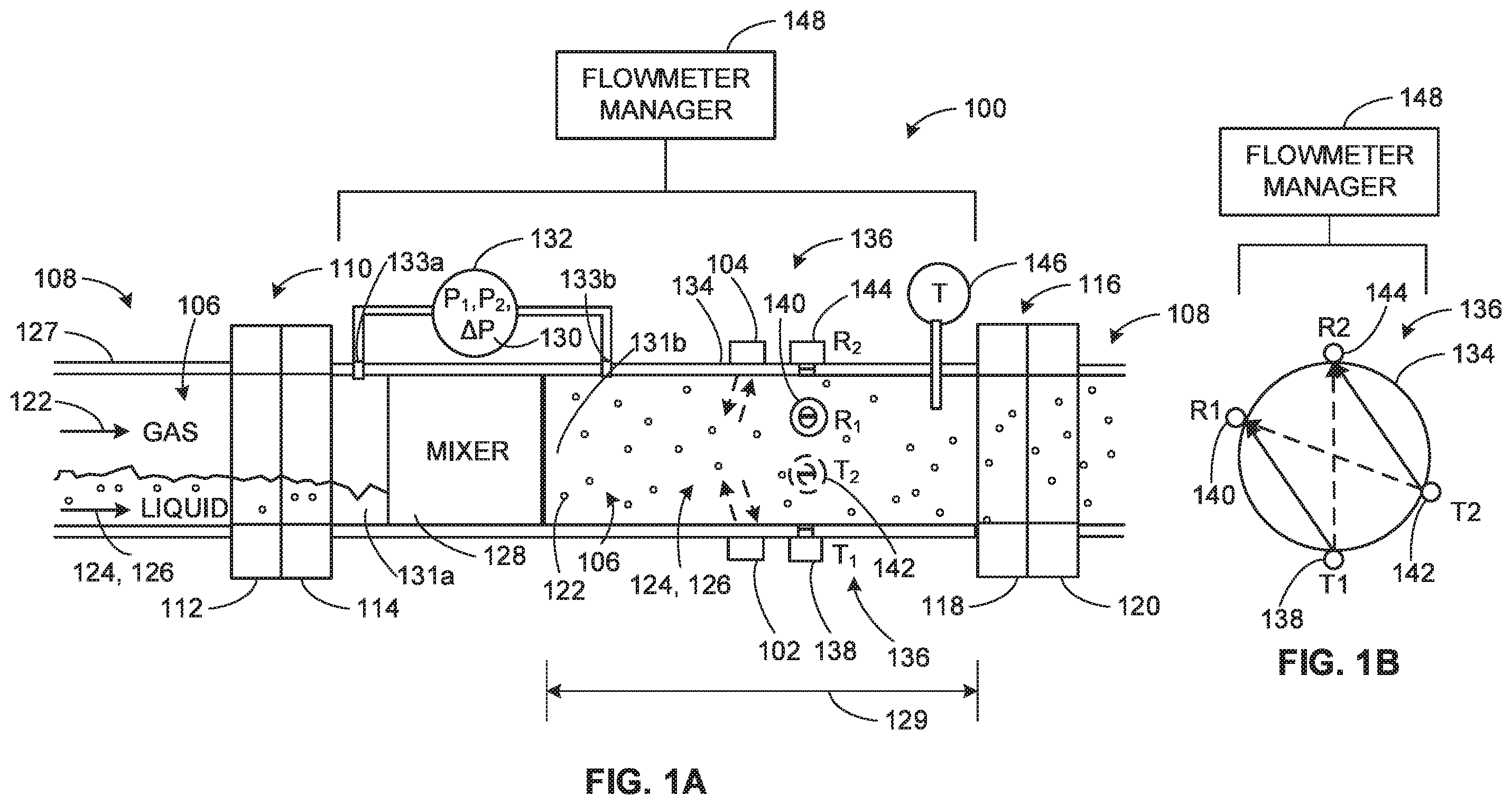 Patent US11841255 — Systems, methods, and apparatus to measure multiphase flows — Figure 1