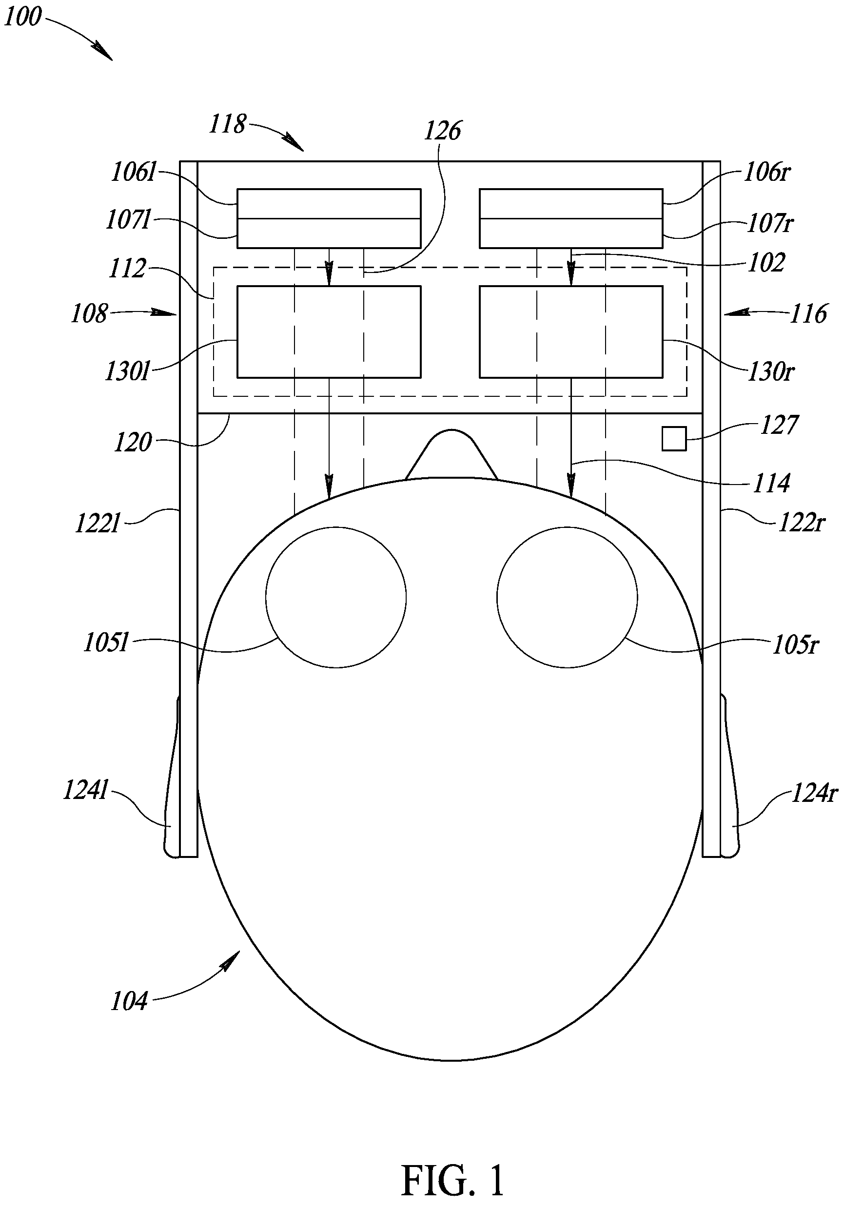 Patent US11841507 — Viewing field-based optical correction using spatially varying polarizers — Figure 1