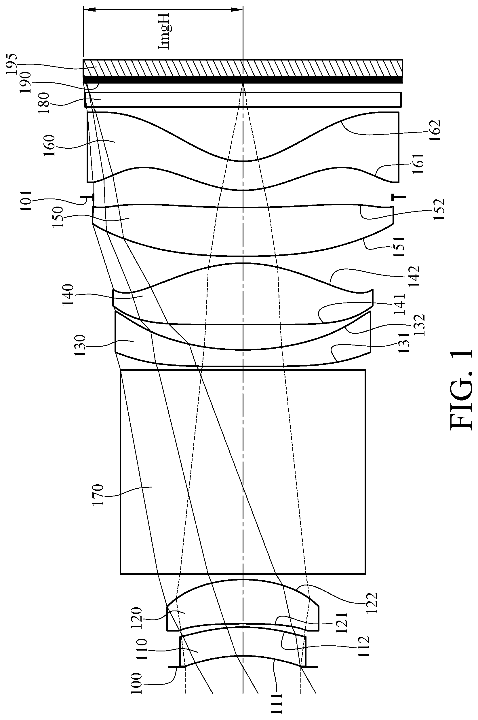 Patent US11841550 — Imaging optical lens assembly, image capturing unit and electronic device — Figure 1