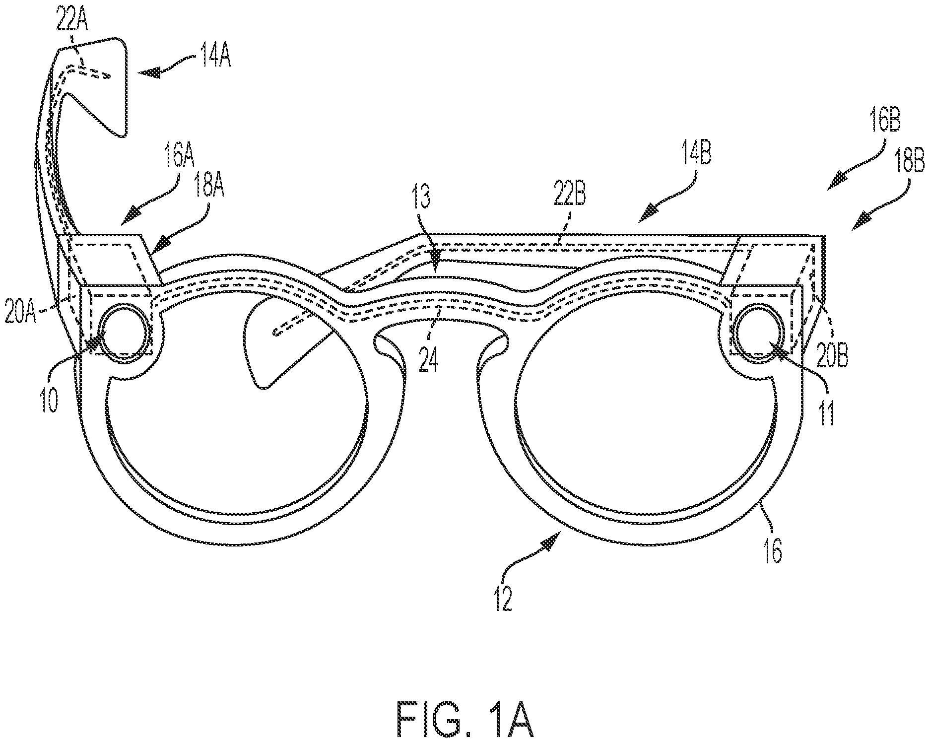 Patent US11841553 Figure 1 – Eyewear having custom lighting