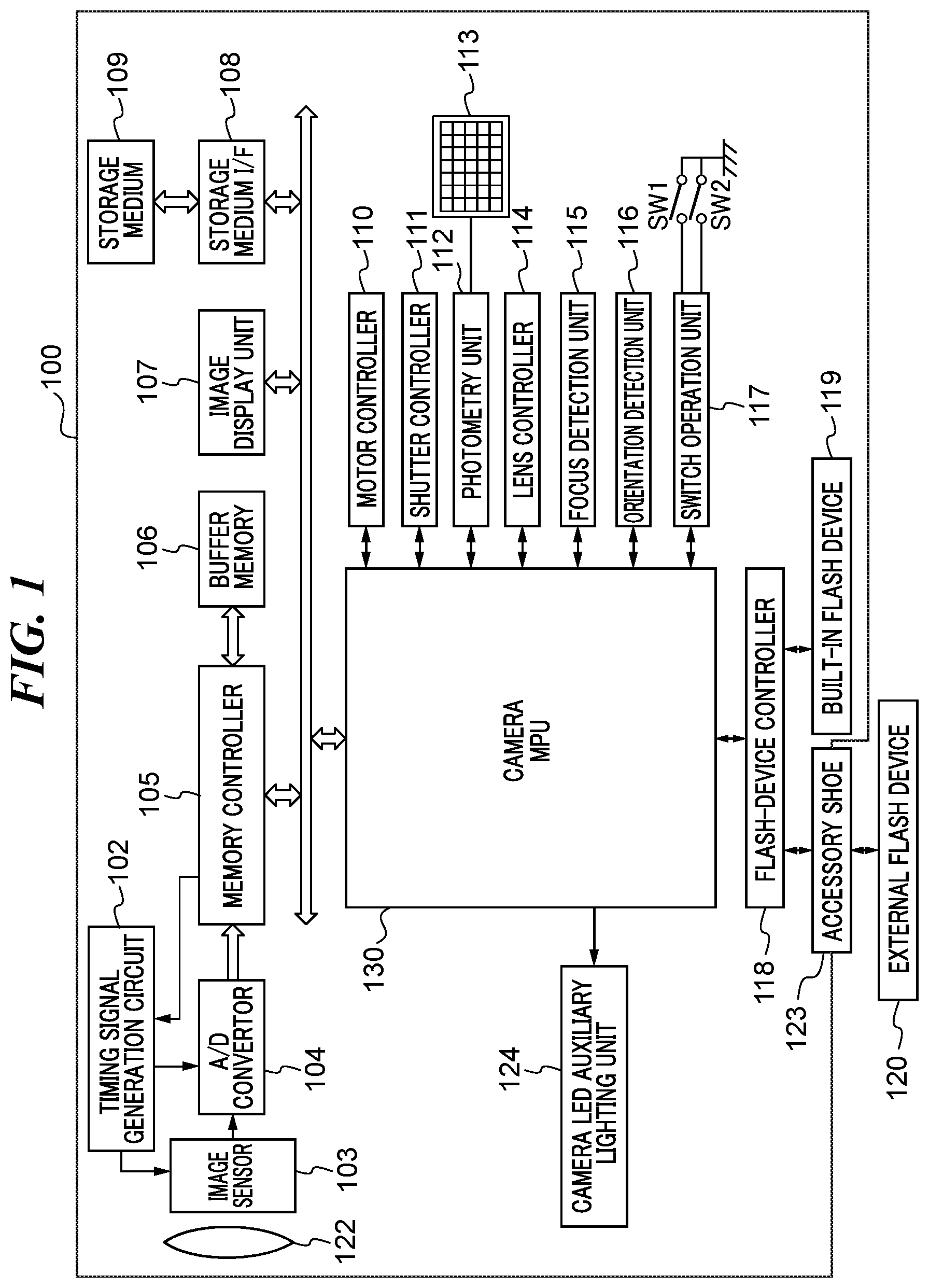 Patent US11841609 Figure 1 – Electronic apparatus with accessory shoe device and accessory attachable to accessory shoe device