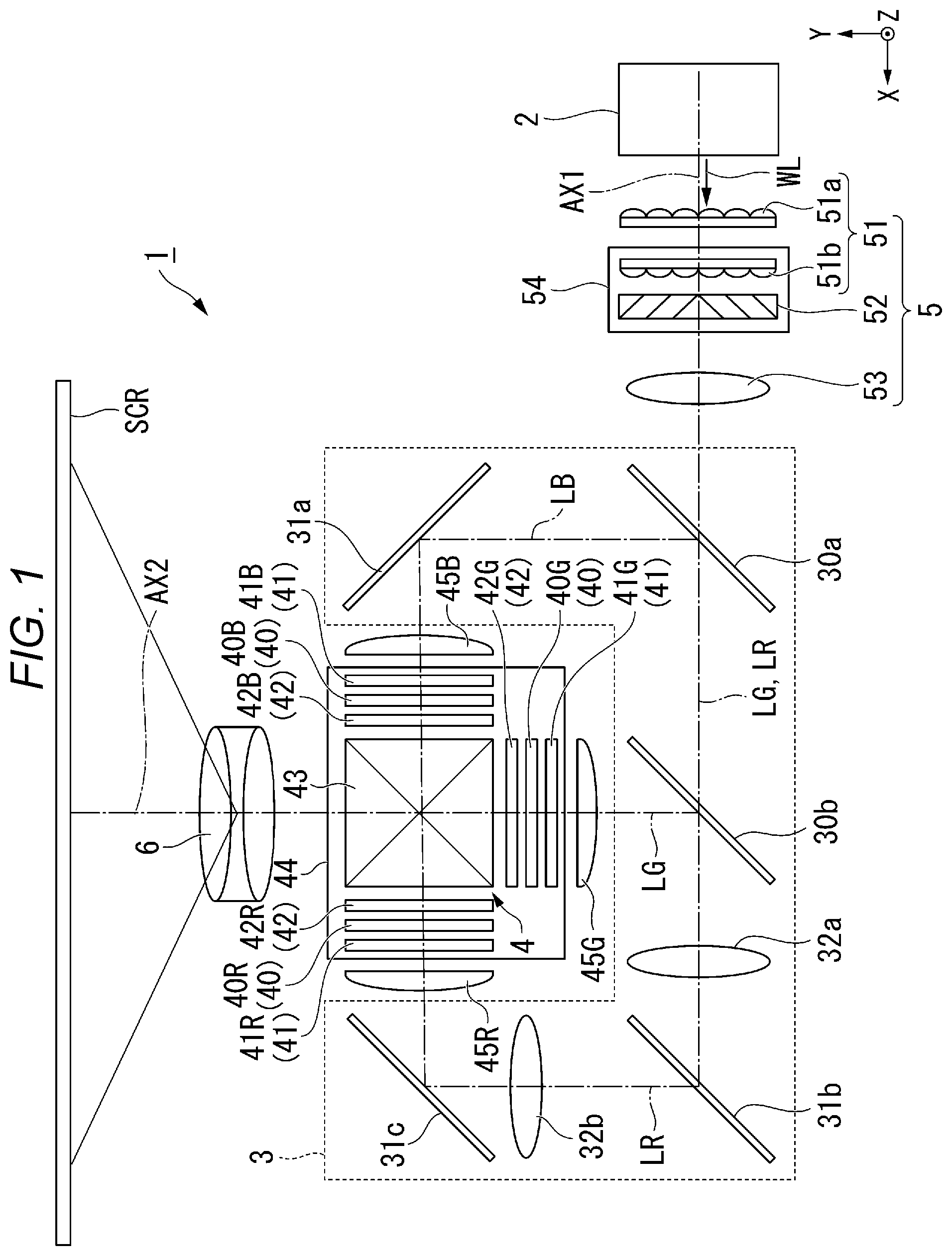 Patent US11841611 — Projector — Figure 1