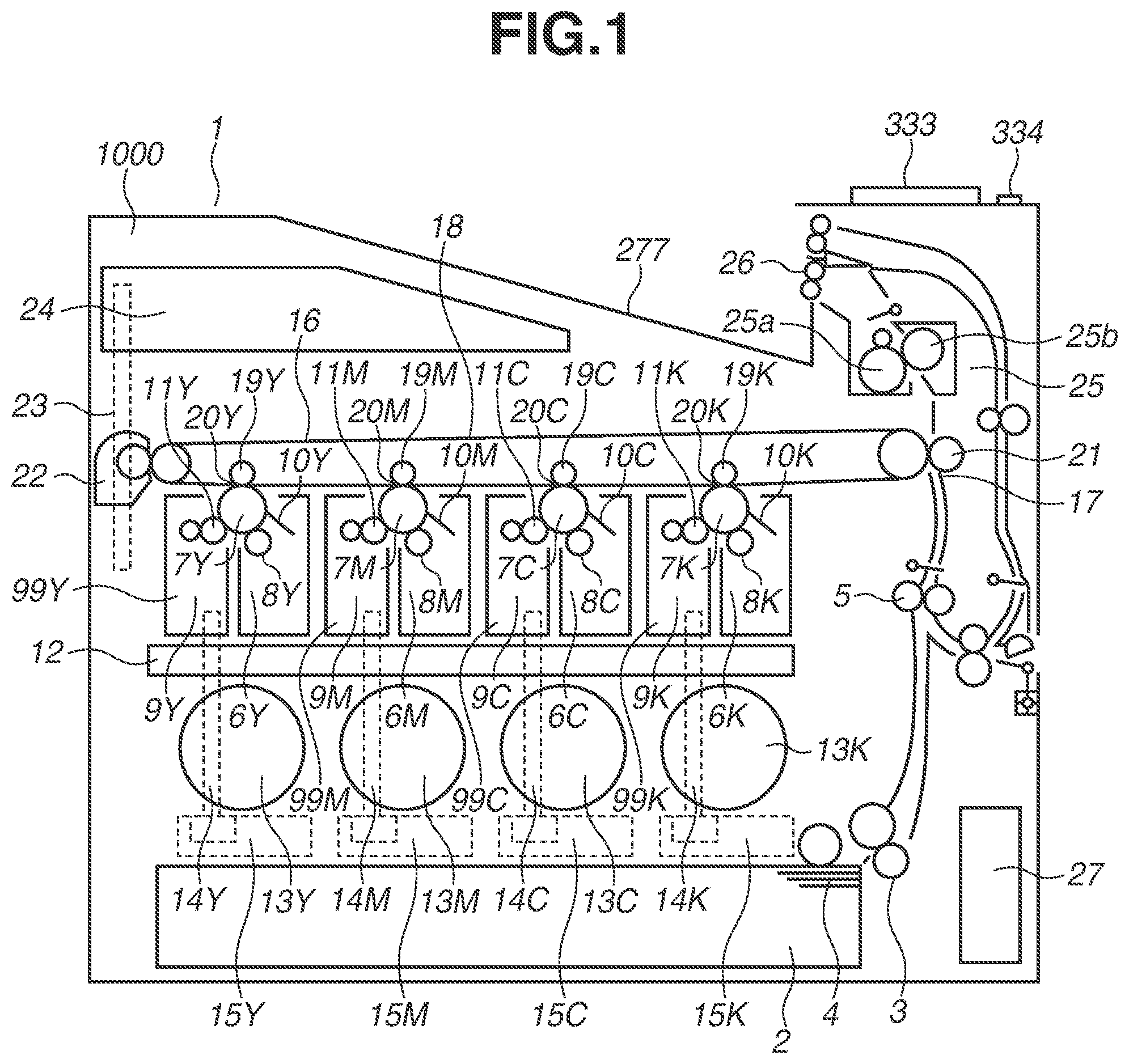 Patent US11841639 — Image forming apparatus having an abnormality detection mode — Figure 1