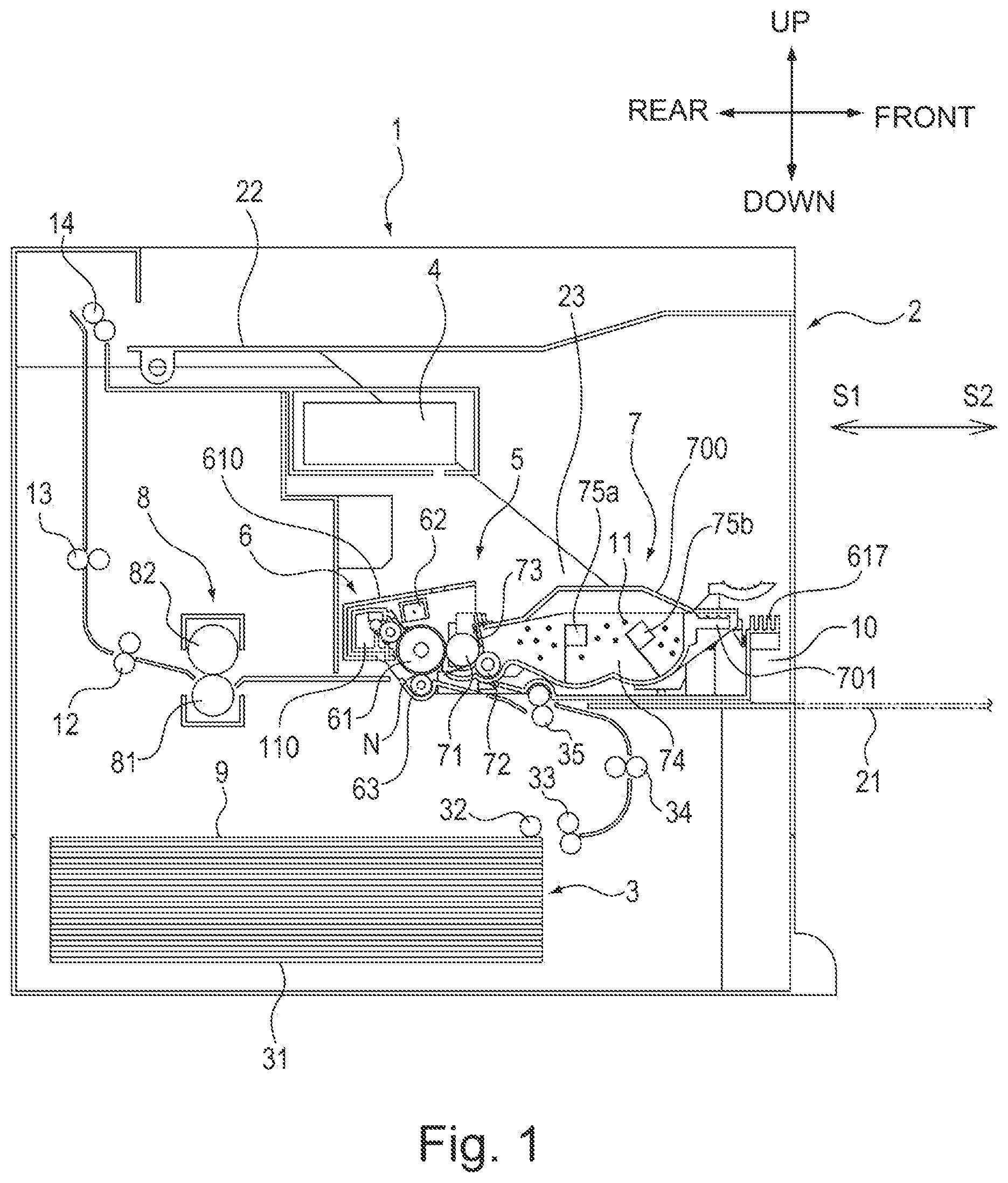 Patent US11841647 — Cartridge and developing cartridge including a frame and sheet member provided at end side of the frame — Figure 1