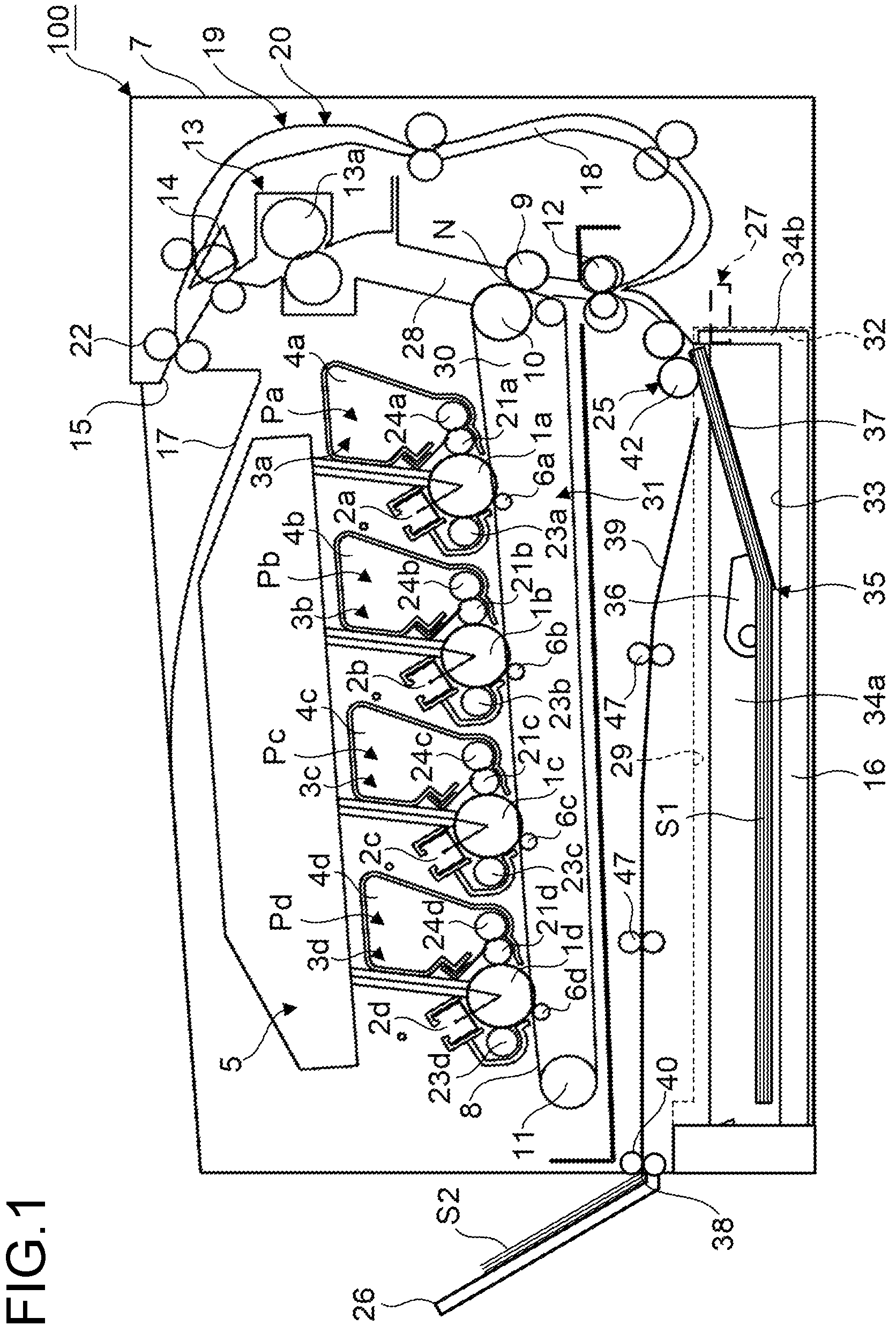 Patent US11841662 — Sheet conveyance unit and image forming system therewith — Figure 1