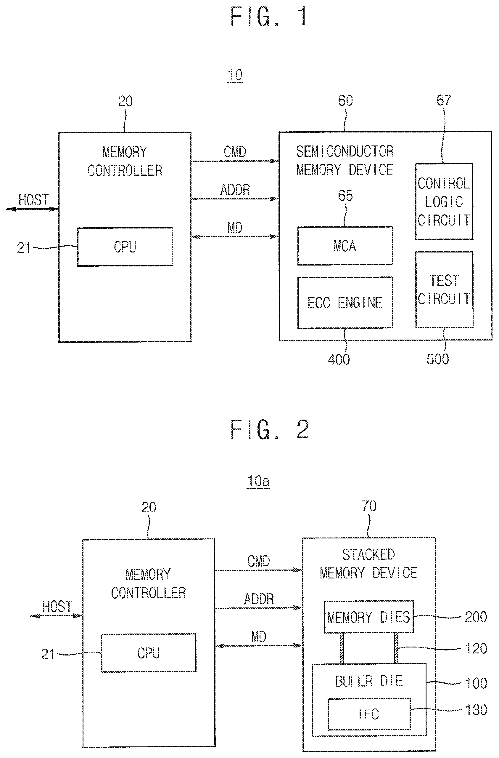 Patent US11841763 — Semiconductor memory devices with ECC engine defect determination based on test syndrome, test parity, expected decoding status and received decoding status — Figure 1