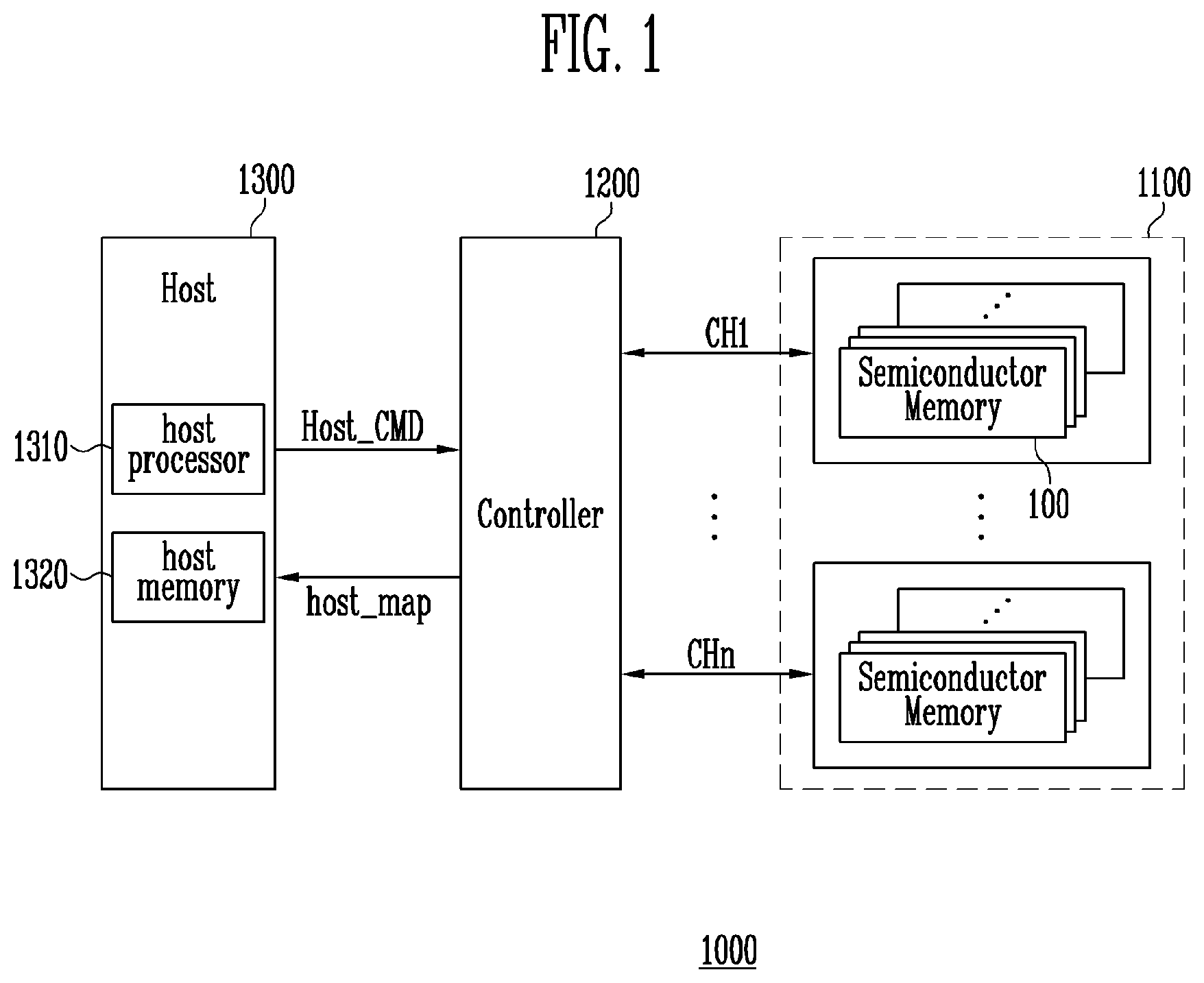 Patent US11841805 — Memory system for storing map data in host memory and operating method of the same — Figure 1