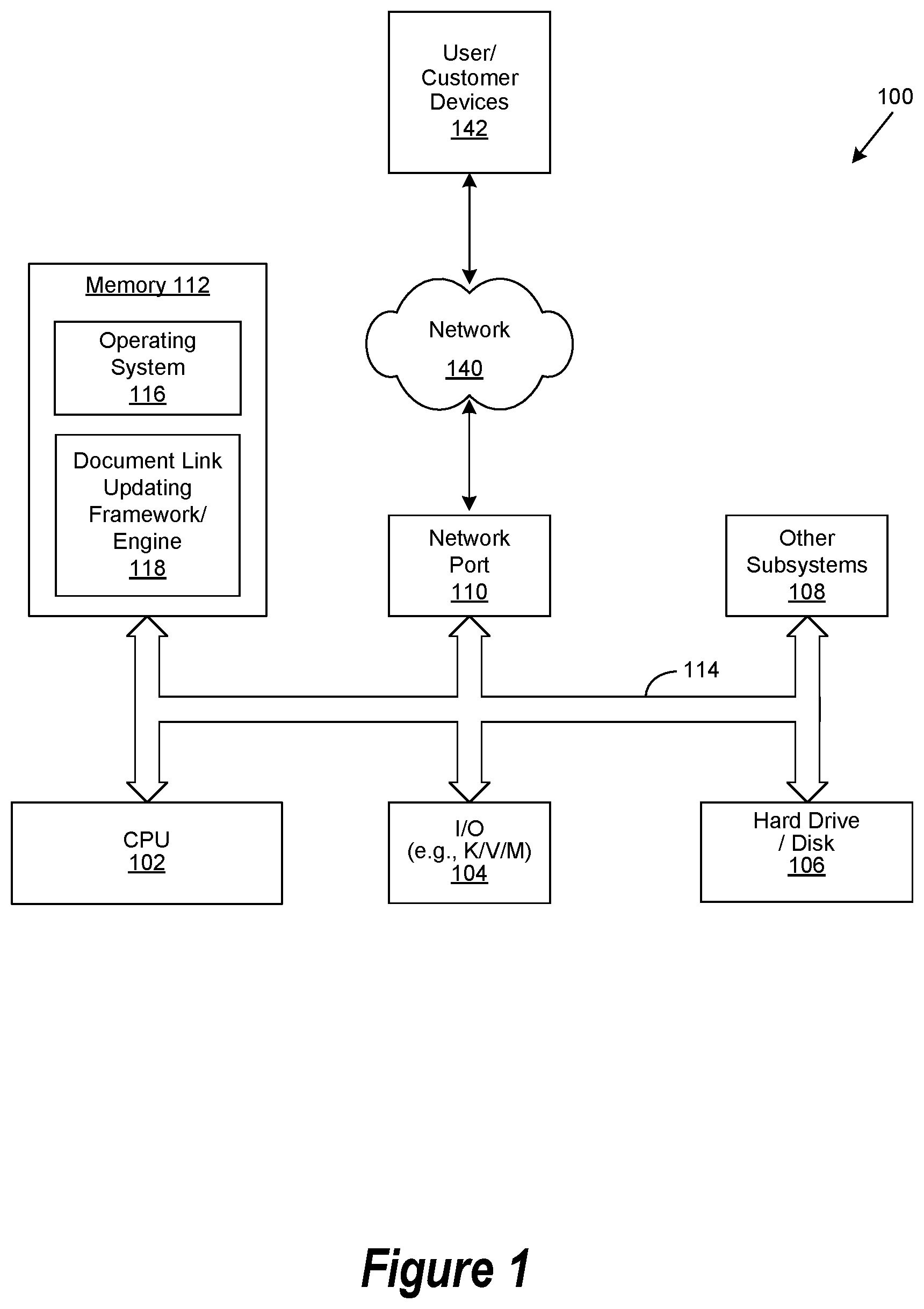 Patent US11841916 — System and method to update a bookmarked document link and avoid a broken link — Figure 1